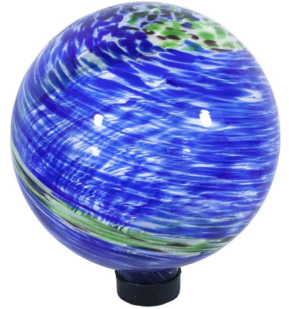 Echo Valley 10" Cobalt Blue Swirl Hand Blown Glass Gazing Ball