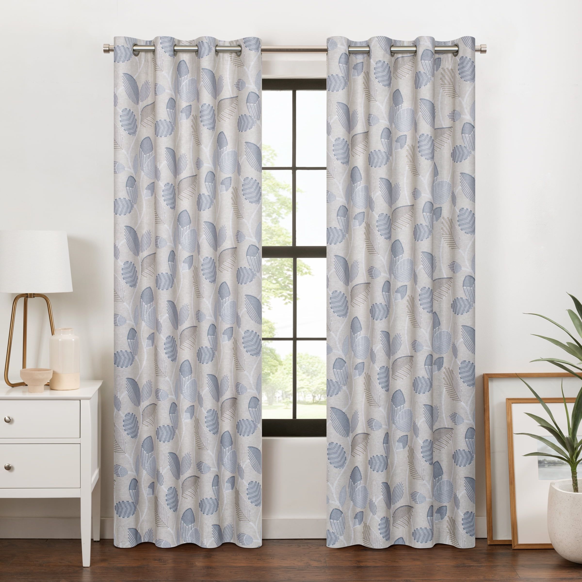 Sky Blue Polyester Blackout Grommet Window Panel, 95" Length