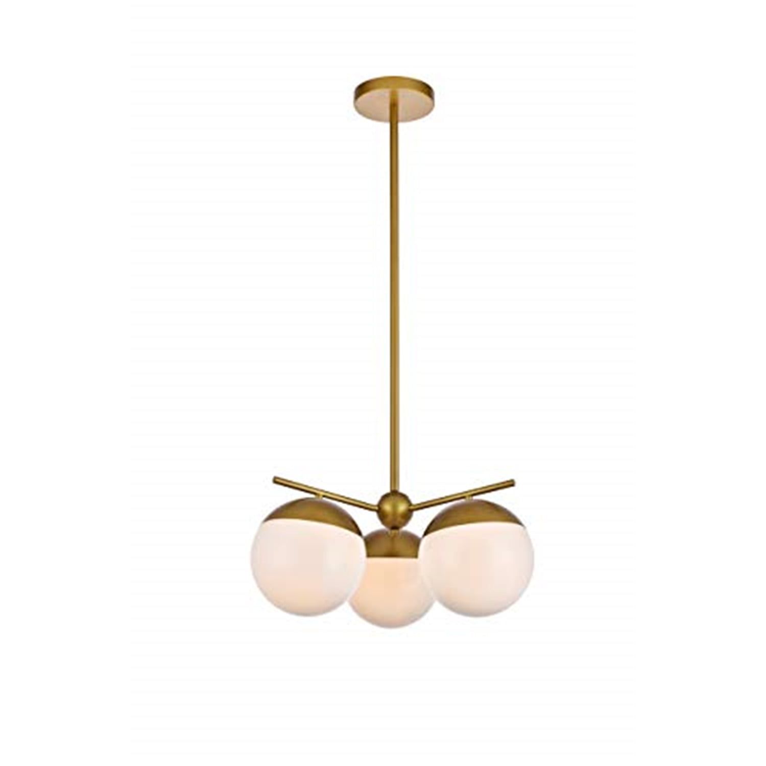 Eclipse Modern Brass 3-Light Pendant with Frosted White Glass