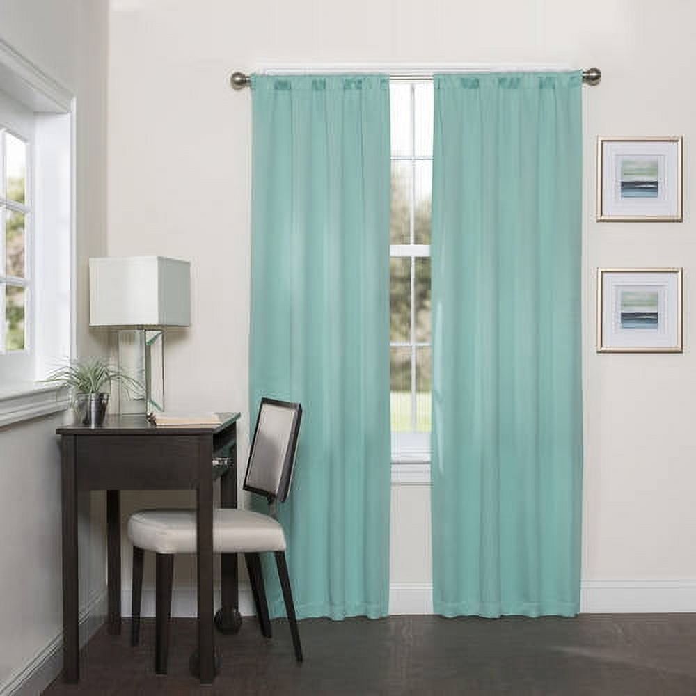 Mint Green Blackout Rod Pocket Polyester Window Drapes, 37x84