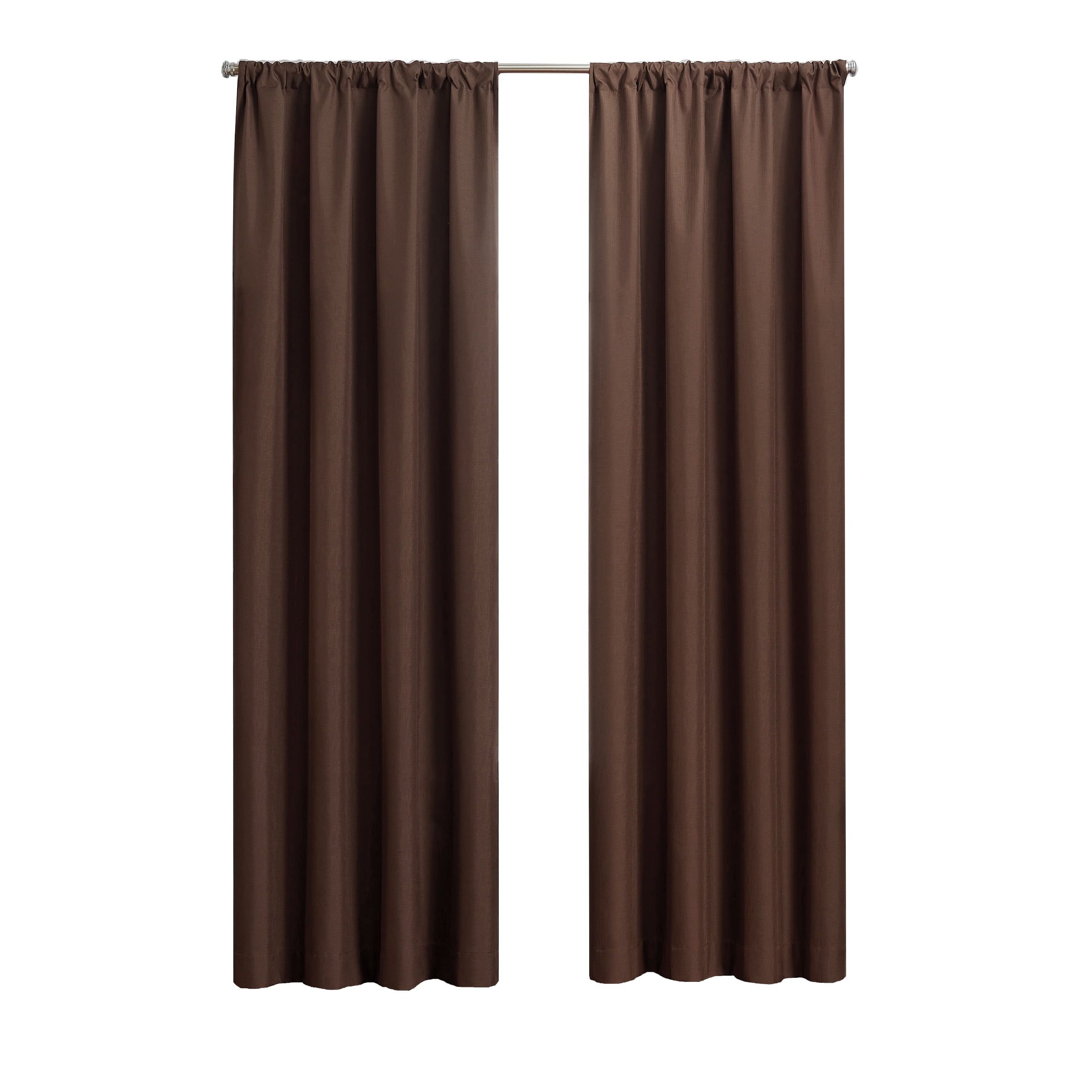 Chocolate Blackout Rod Pocket Curtain Panel, 42" x 84"