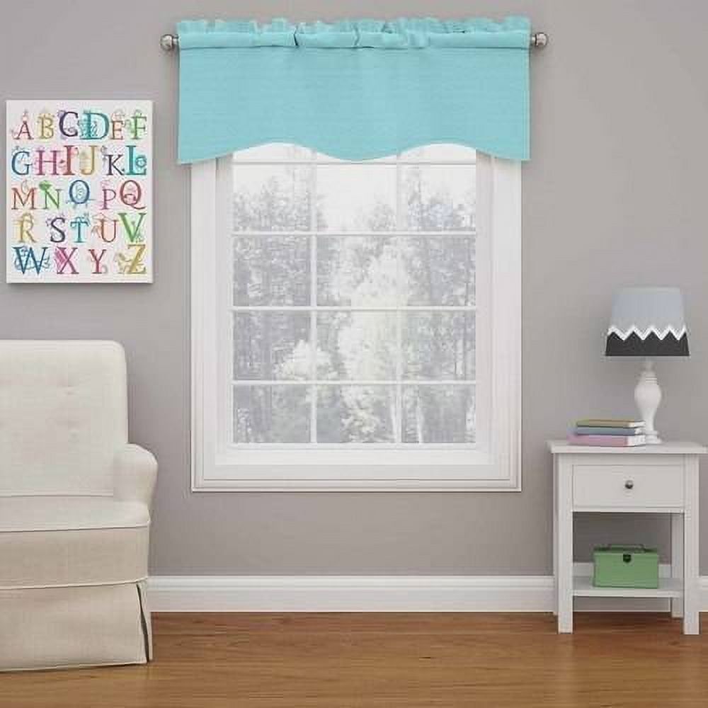 Pool Blue Scalloped Rod Pocket Valance, 42" x 18"