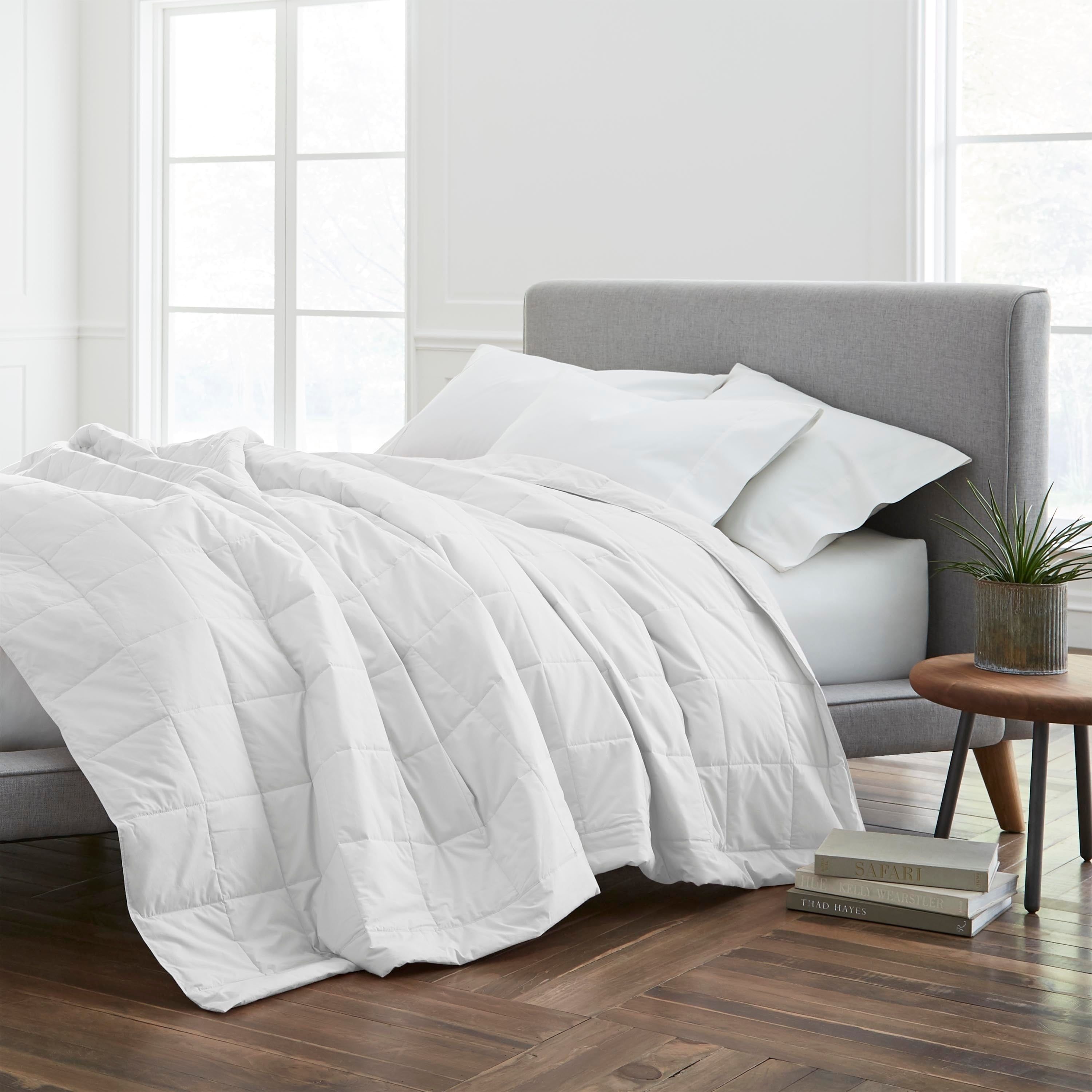 EcoPure King-Size Reversible White Fleece & Cotton Blanket