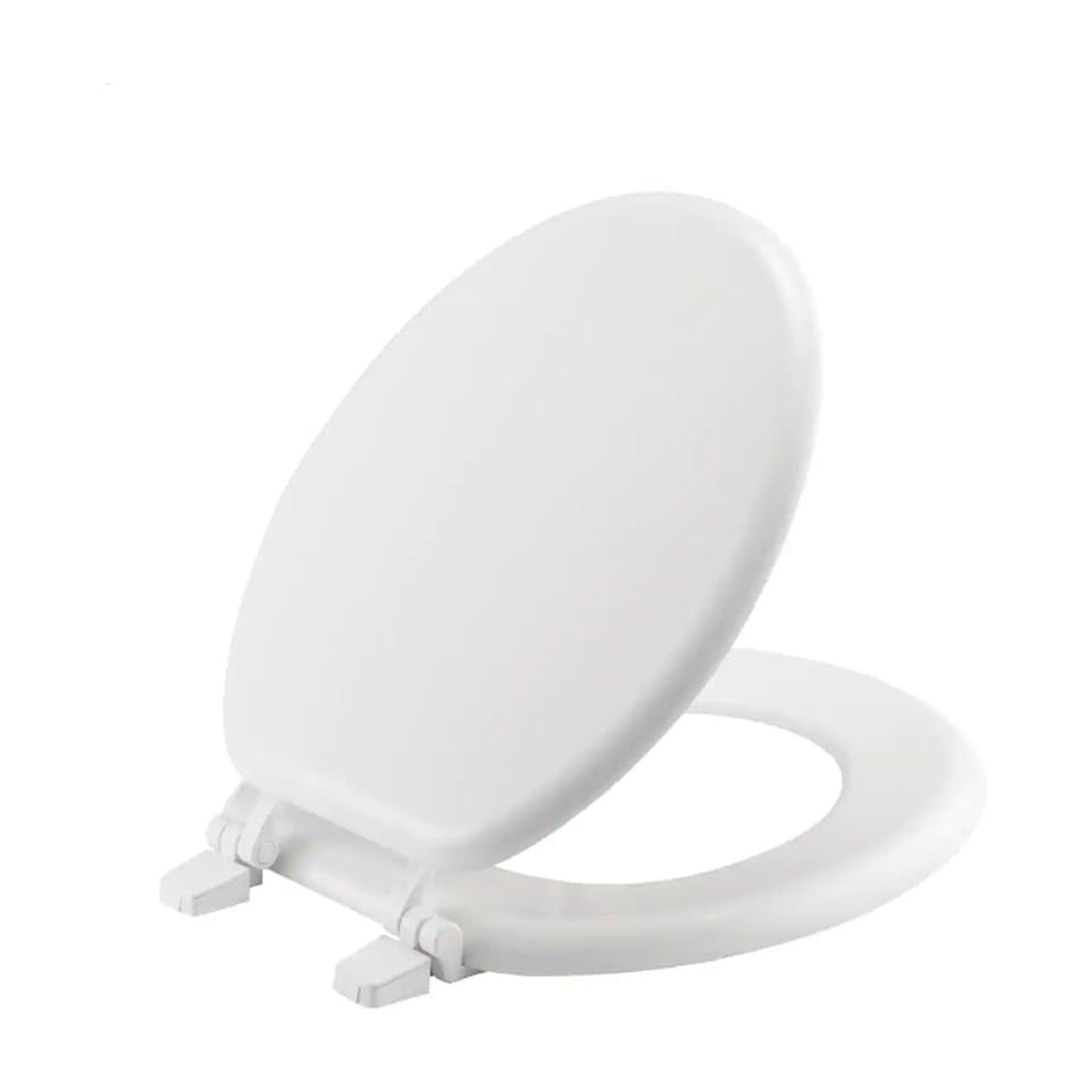 White Elongated Enameled Wood Slow-Close Toilet Seat