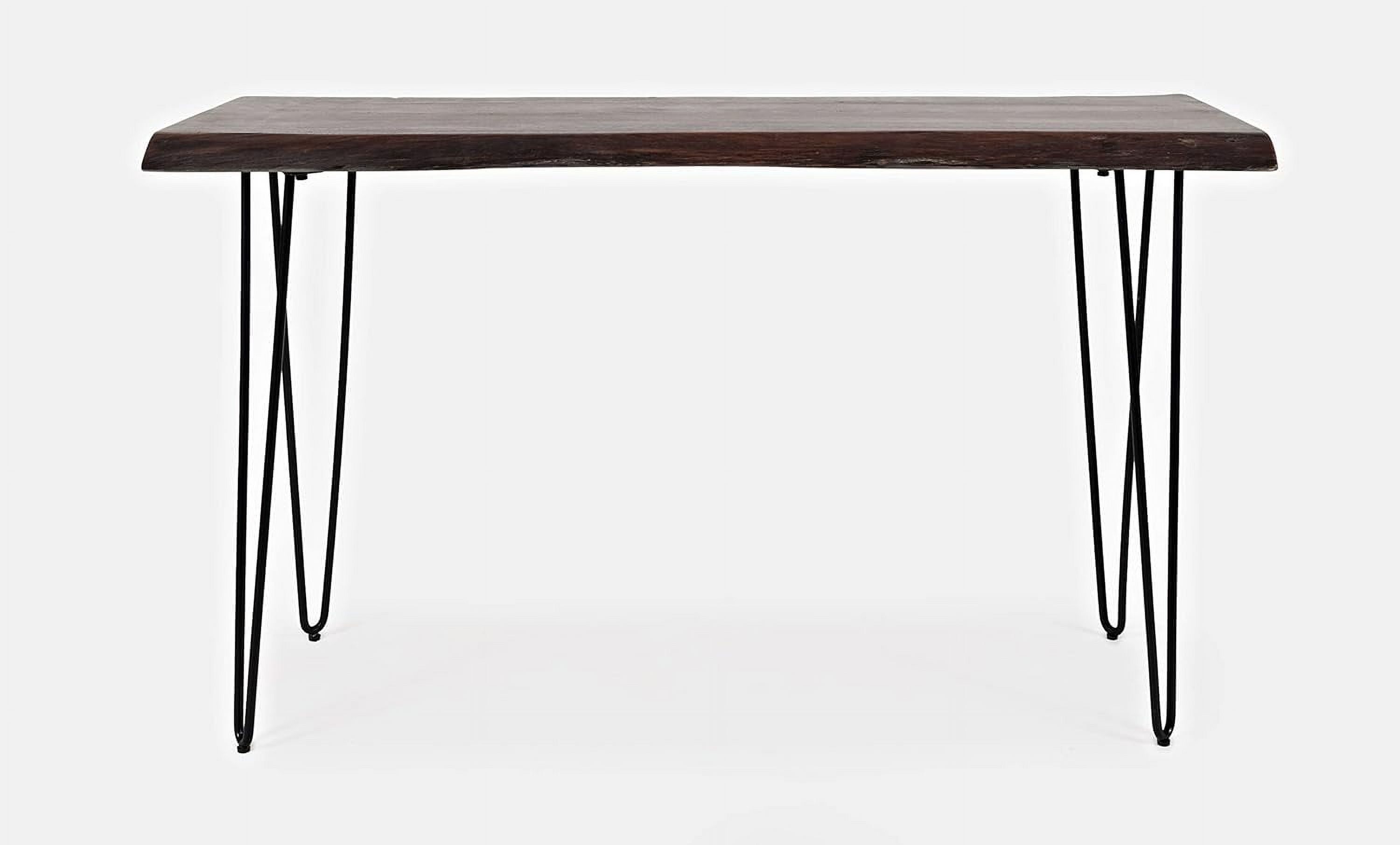 Slate Gray Acacia Wood Rectangular Console Table with Metal Legs