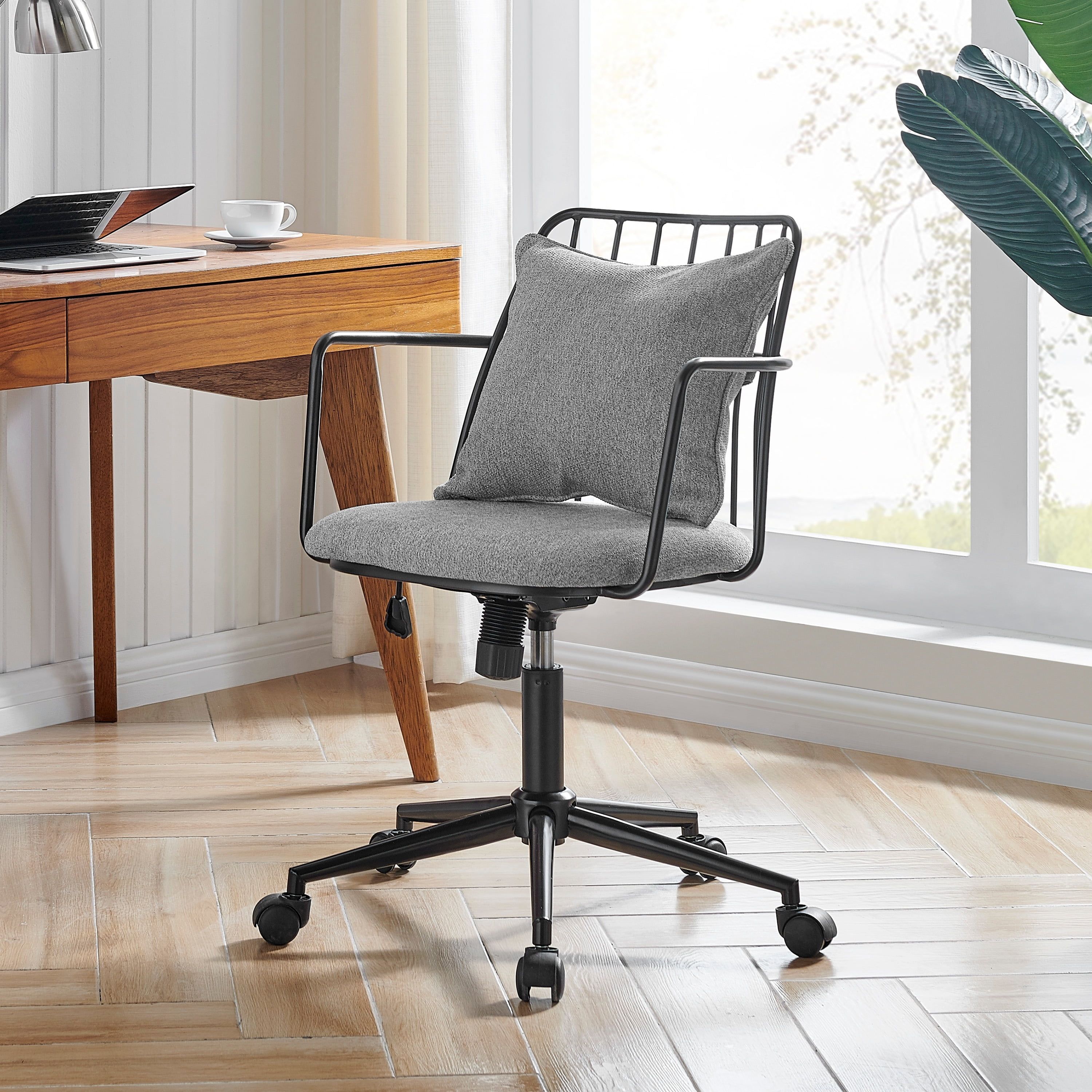 Strata Gray Modern Minimalist Fabric Office Chair with Metal Frame