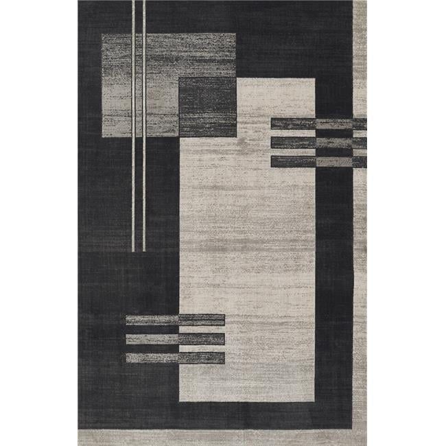 Charcoal Geometric Wool and Synthetic Area Rug, 5'1" x 7'7"