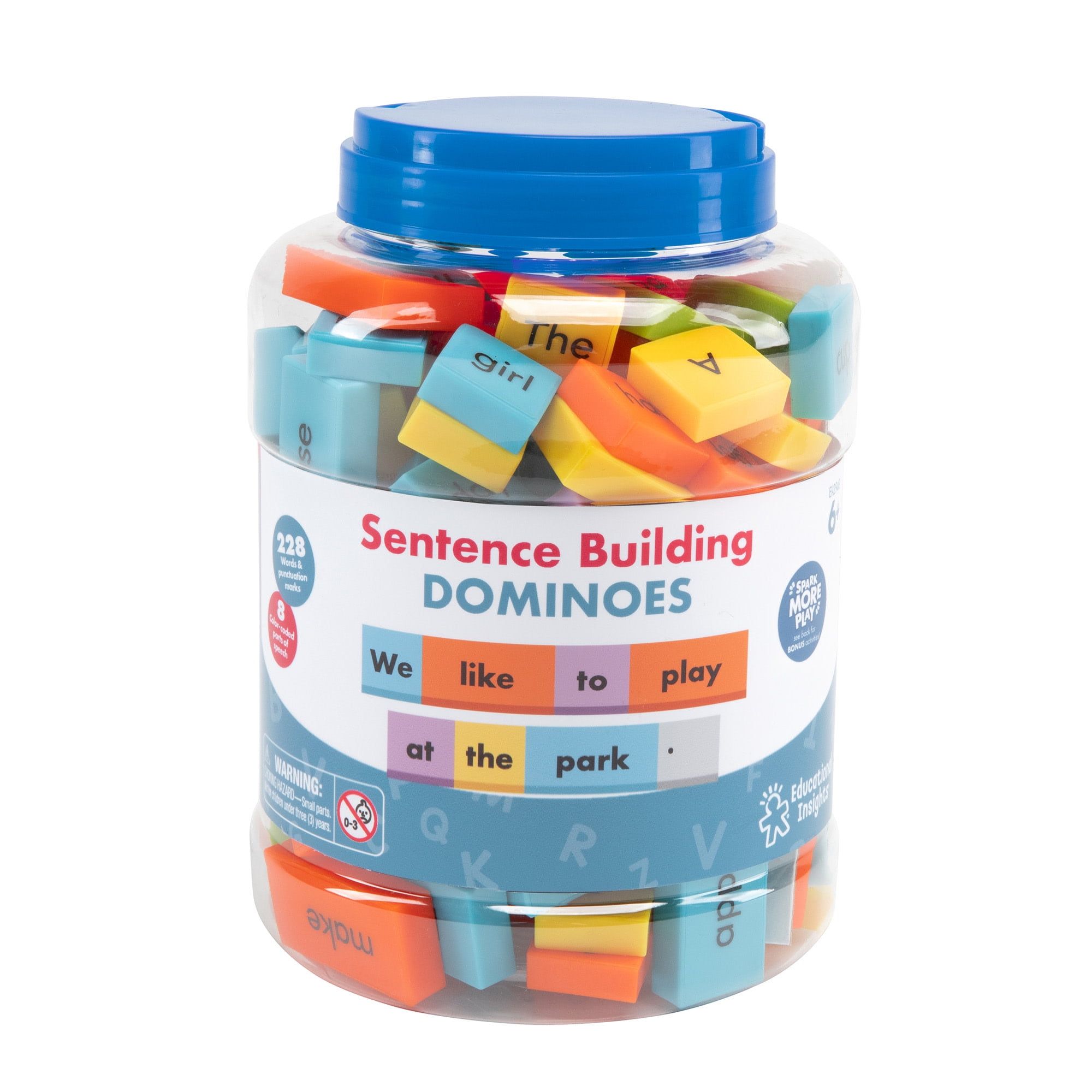 Colorful Sentence Building Dominoes Set for Kids, Ages 6+