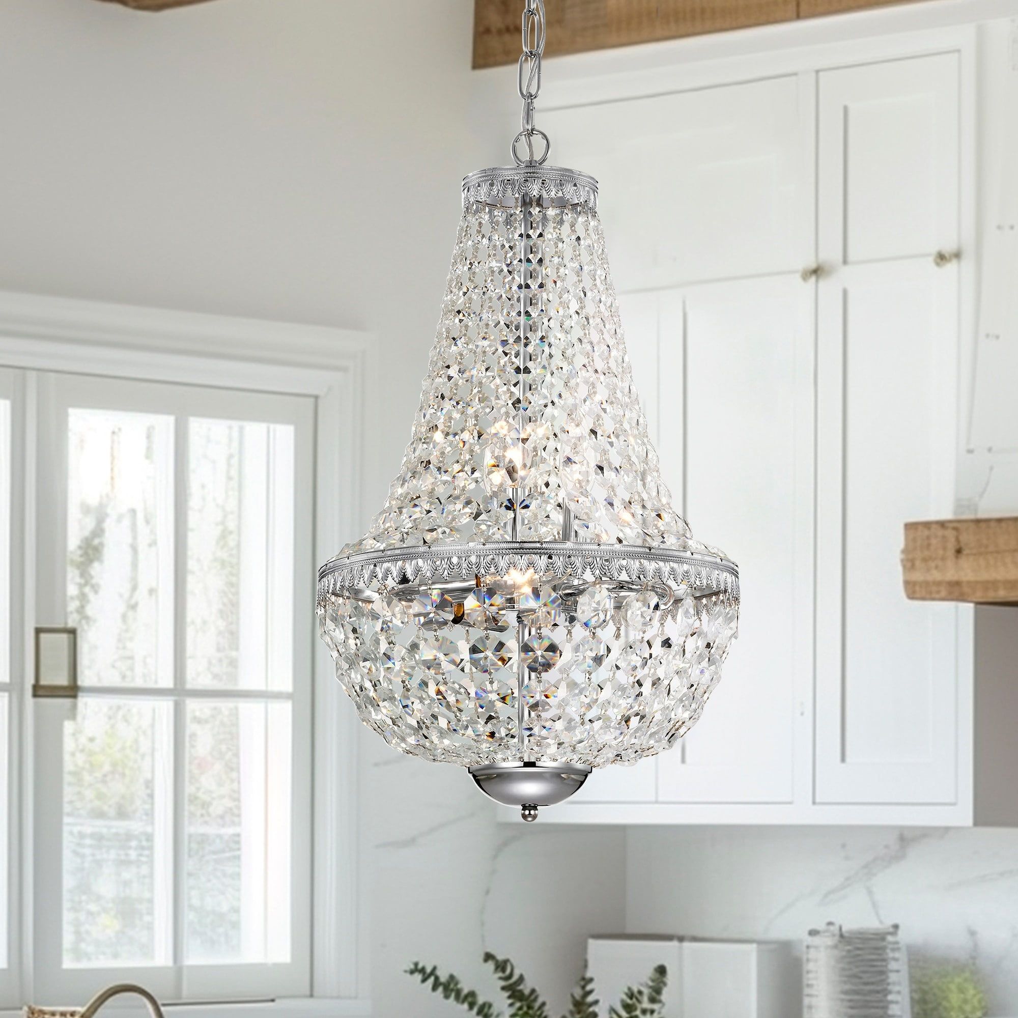 Empire Chrome Crystal 6-Light Candle Chandelier