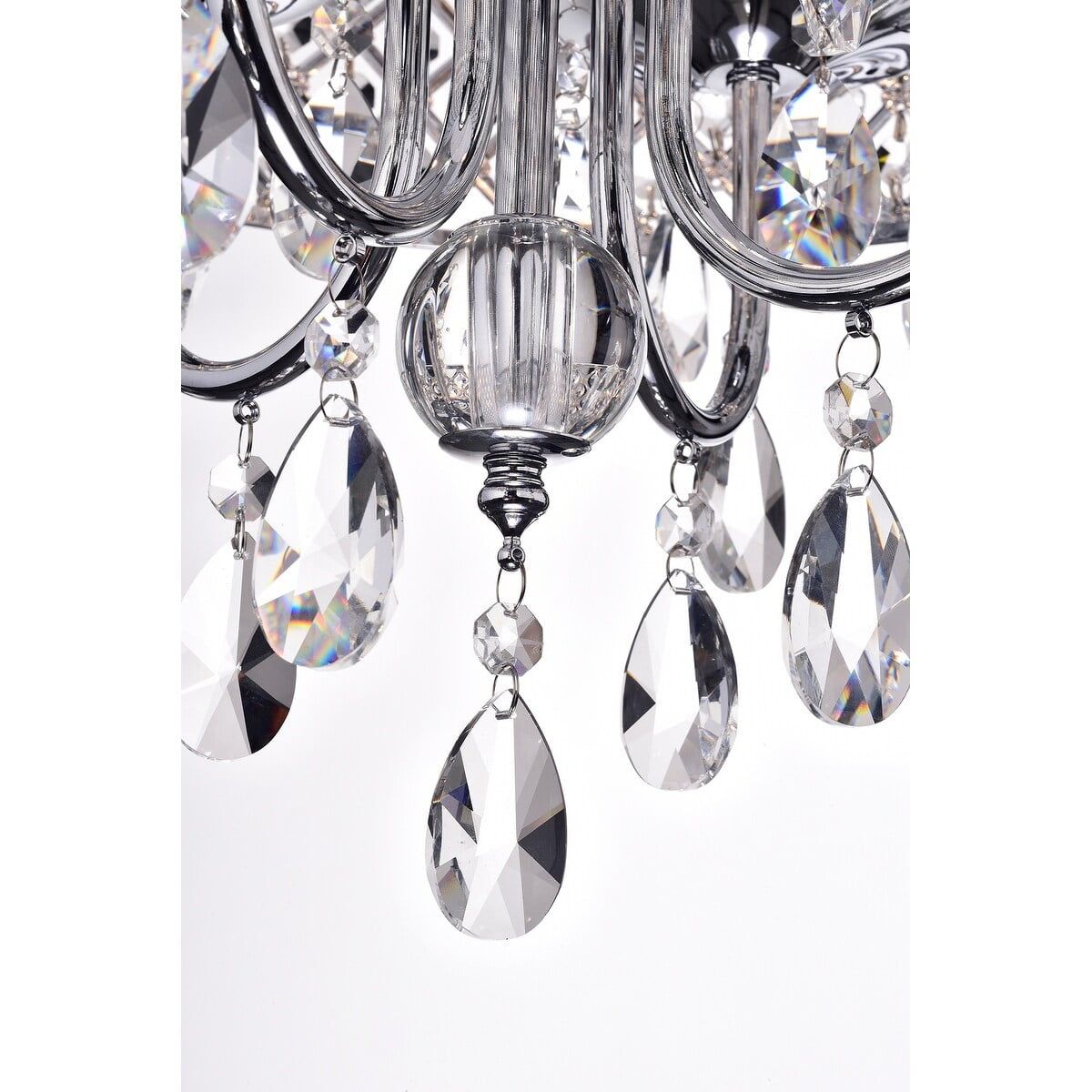 Chrome and Crystal 4-Light Drum Chandelier with Beaded Shade