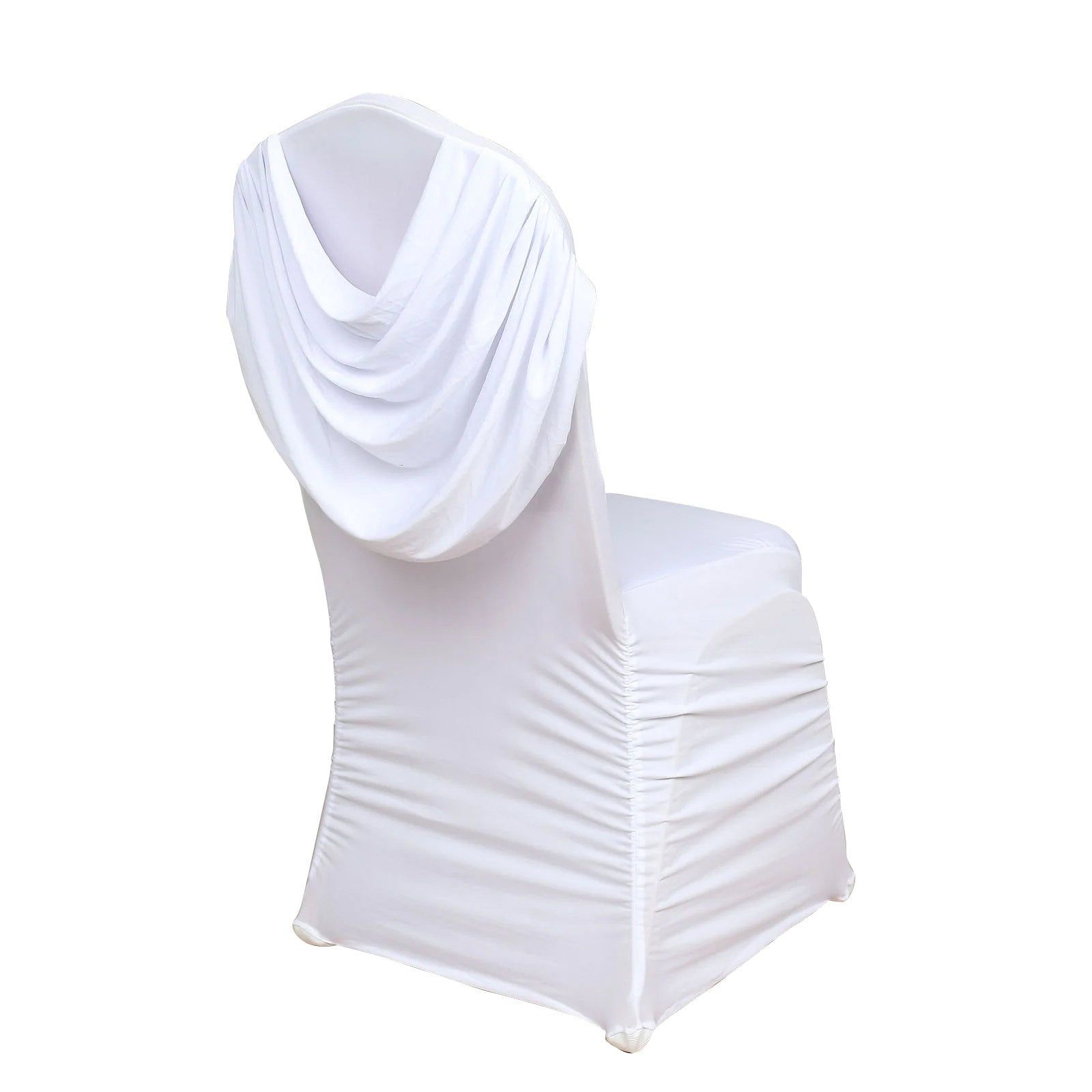 White Ruched Swag Back Spandex Banquet Chair Cover