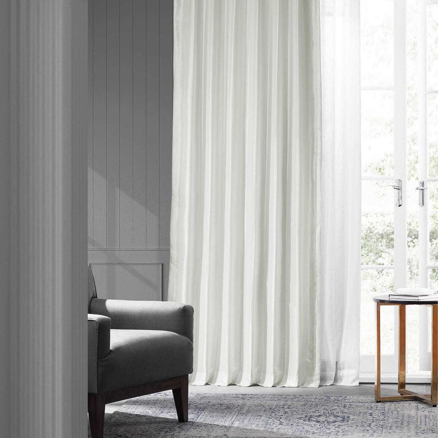 Eggshell Faux Silk Blackout Curtain Panel - 50 x 84 Inch