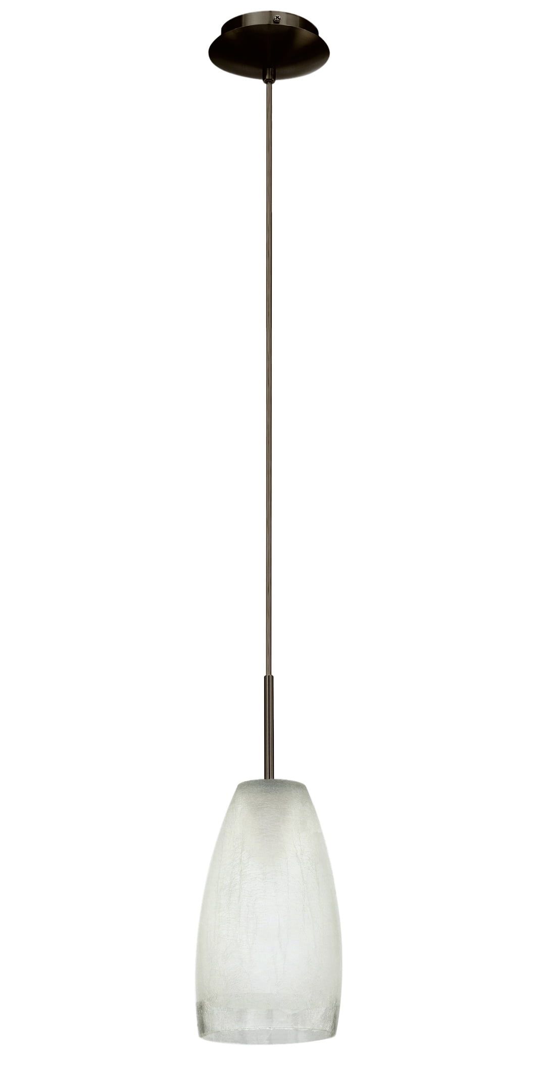 Mini Contemporary 14'' Matte Nickel Pendant with Crackle Glass Shade