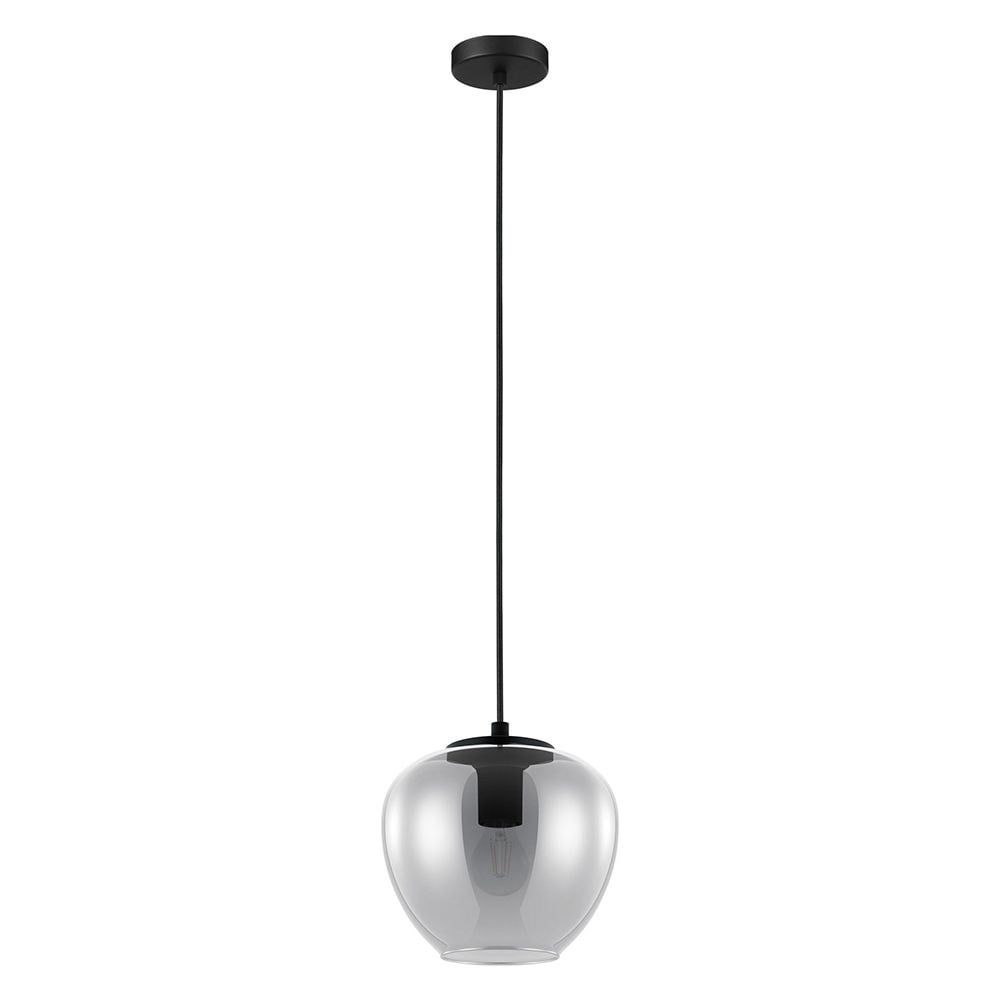 15" Black Smoked Glass Mini Pendant Light