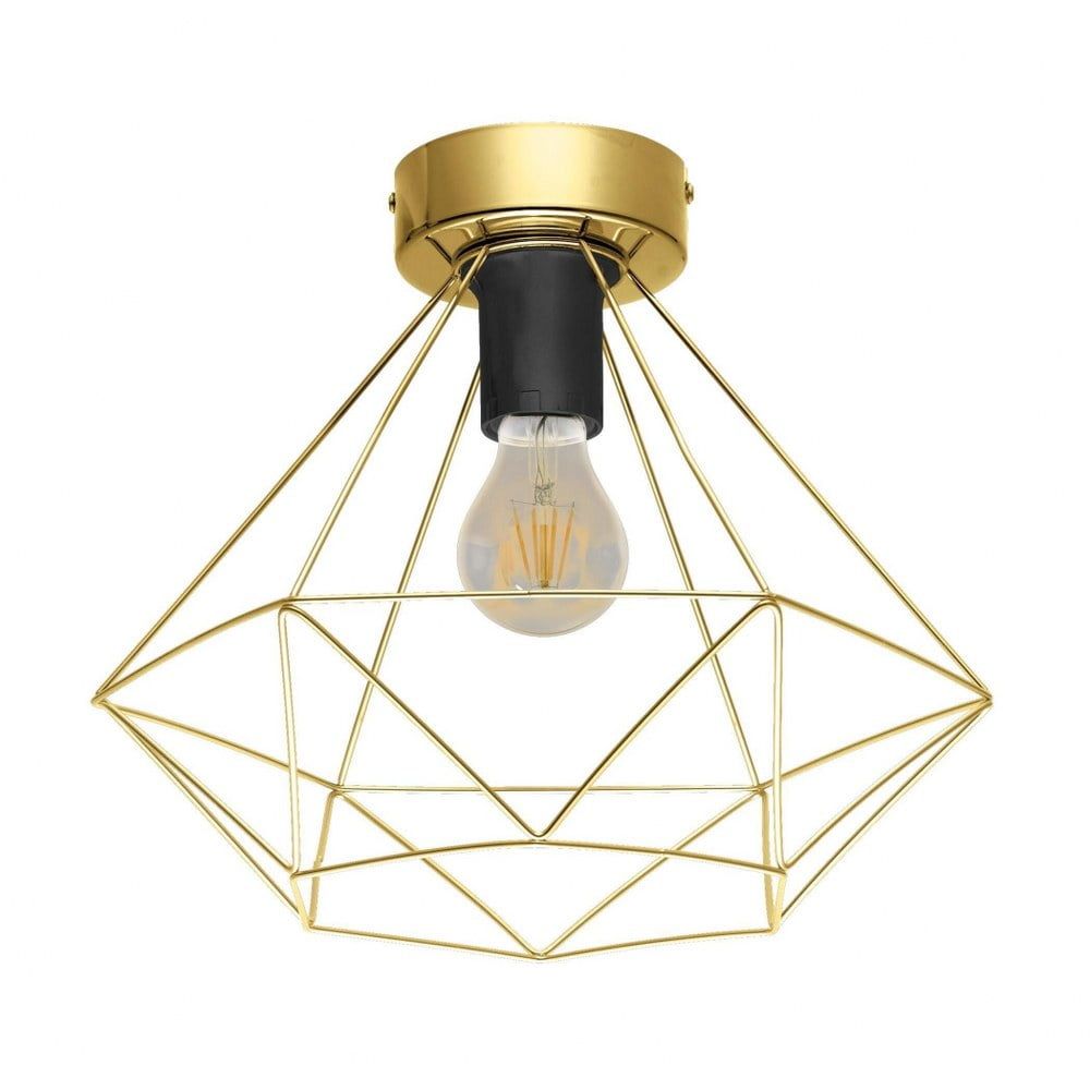 Tarbes Brushed Brass Geometric LED Ceiling Light 12.8"