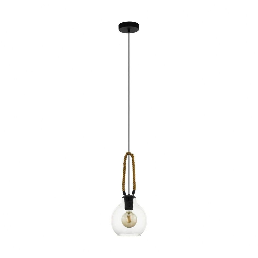 Roding Transitional Black Mini Pendant with Clear Glass Shade