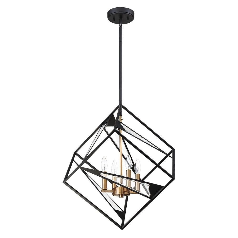 Corrietes 23'' Matte Black Geometric Glass Pendant Light