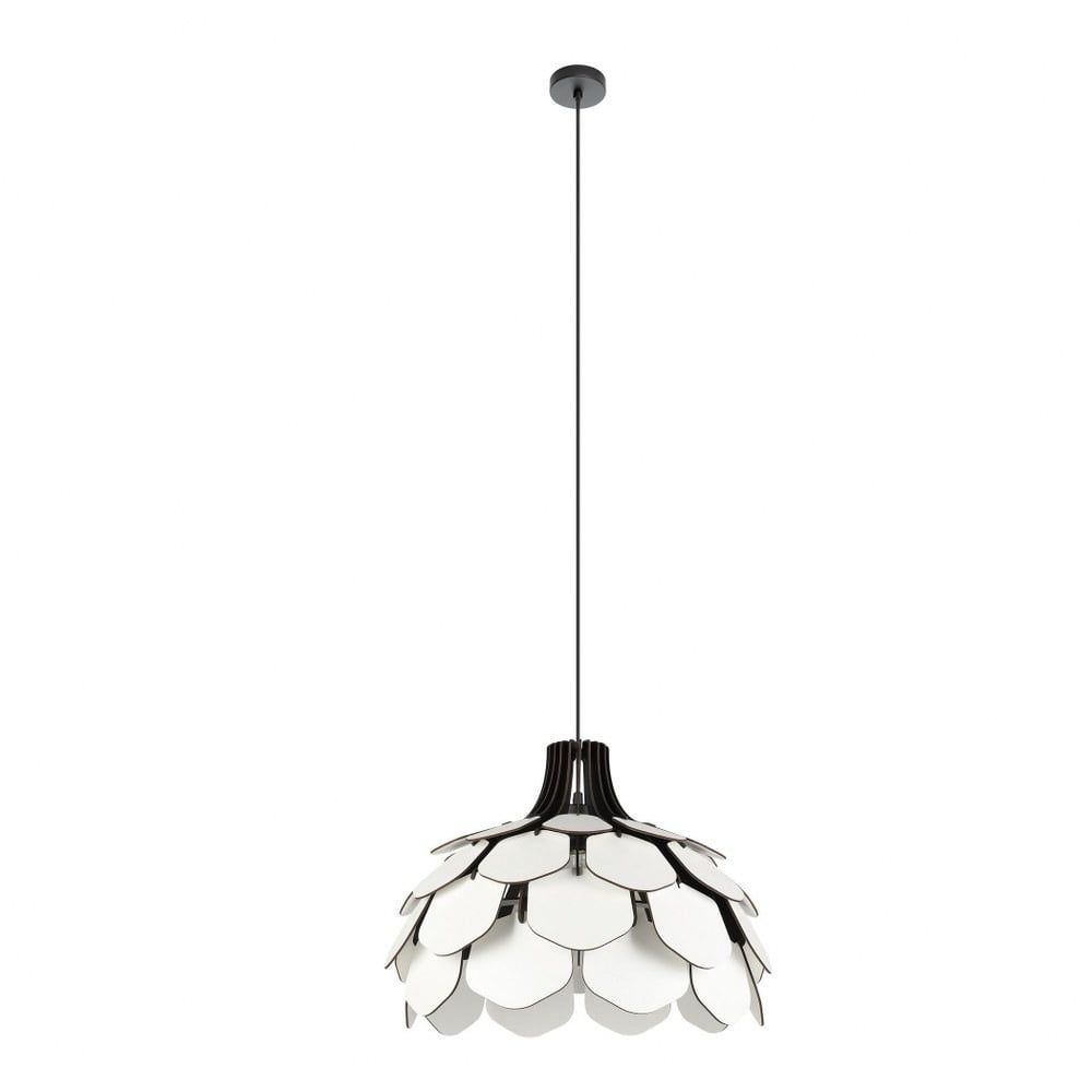 Morales White and Black Steel Wood Pendant Light