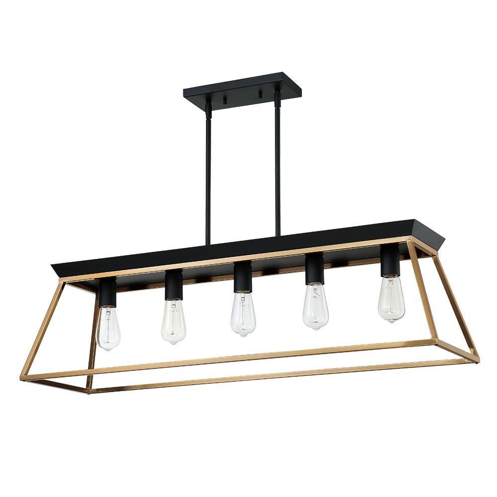 Paulino Modern 5-Light Island Pendant in Brushed Gold and Matte Black