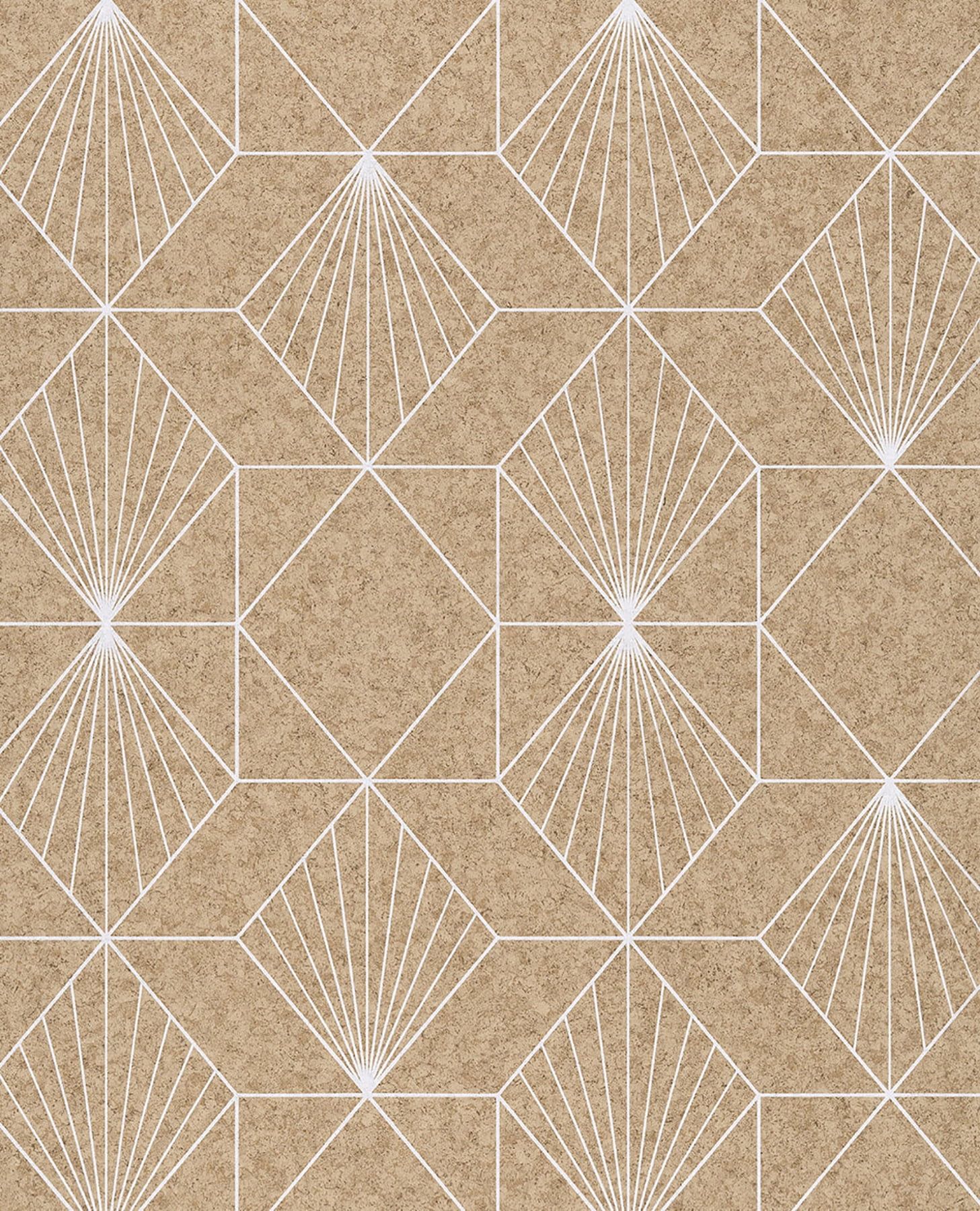 Halcyon White and Tan Geometric NonVinyl Wallpaper