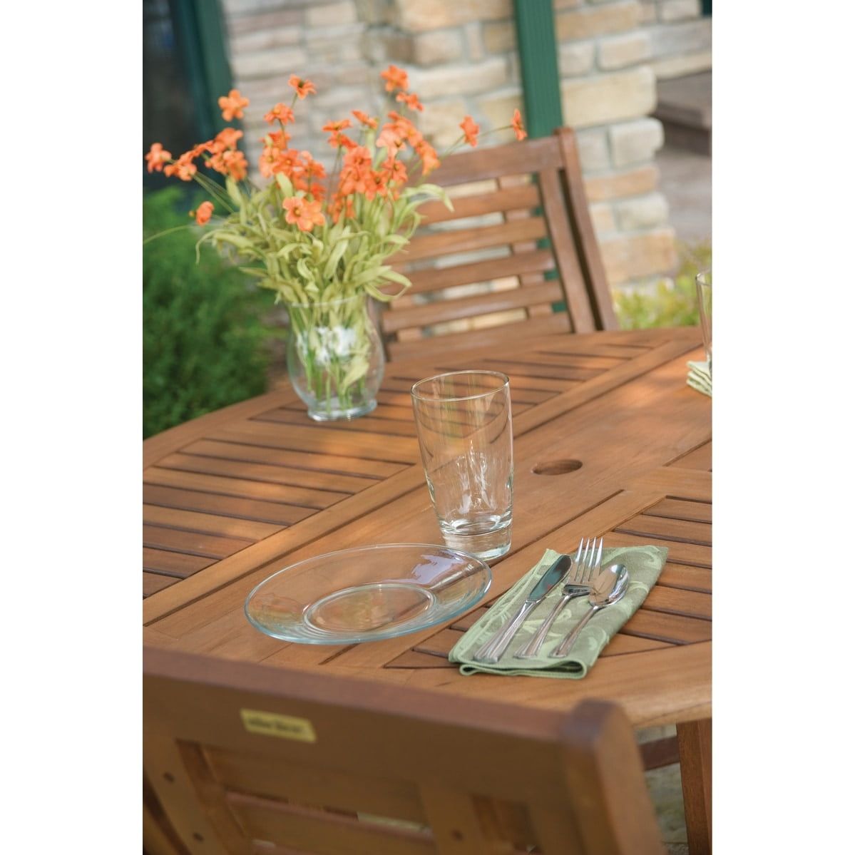 Eilaf 43" Umber Brown Eucalyptus Folding Outdoor Dining Table