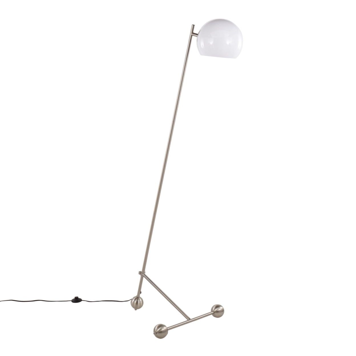 Adjustable Brushed Nickel Floor Lamp with White Shade