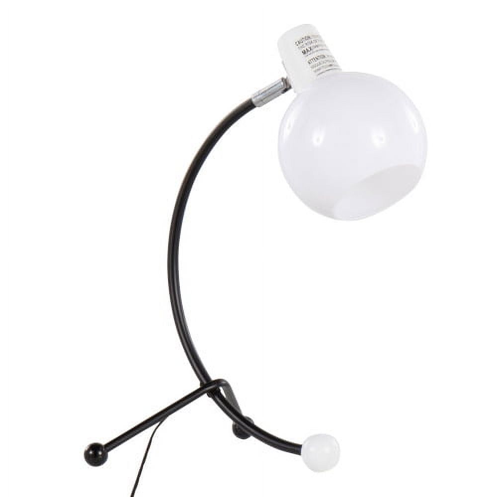 Adjustable Black Metal Task Lamp with White Globe Shade