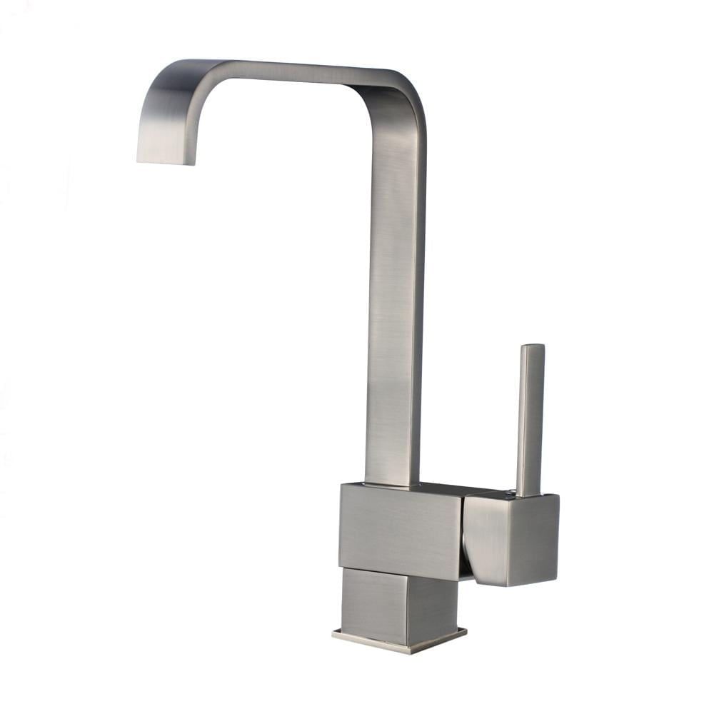 Brushed Nickel Single Handle Kitchen Faucet with Swivel Spout