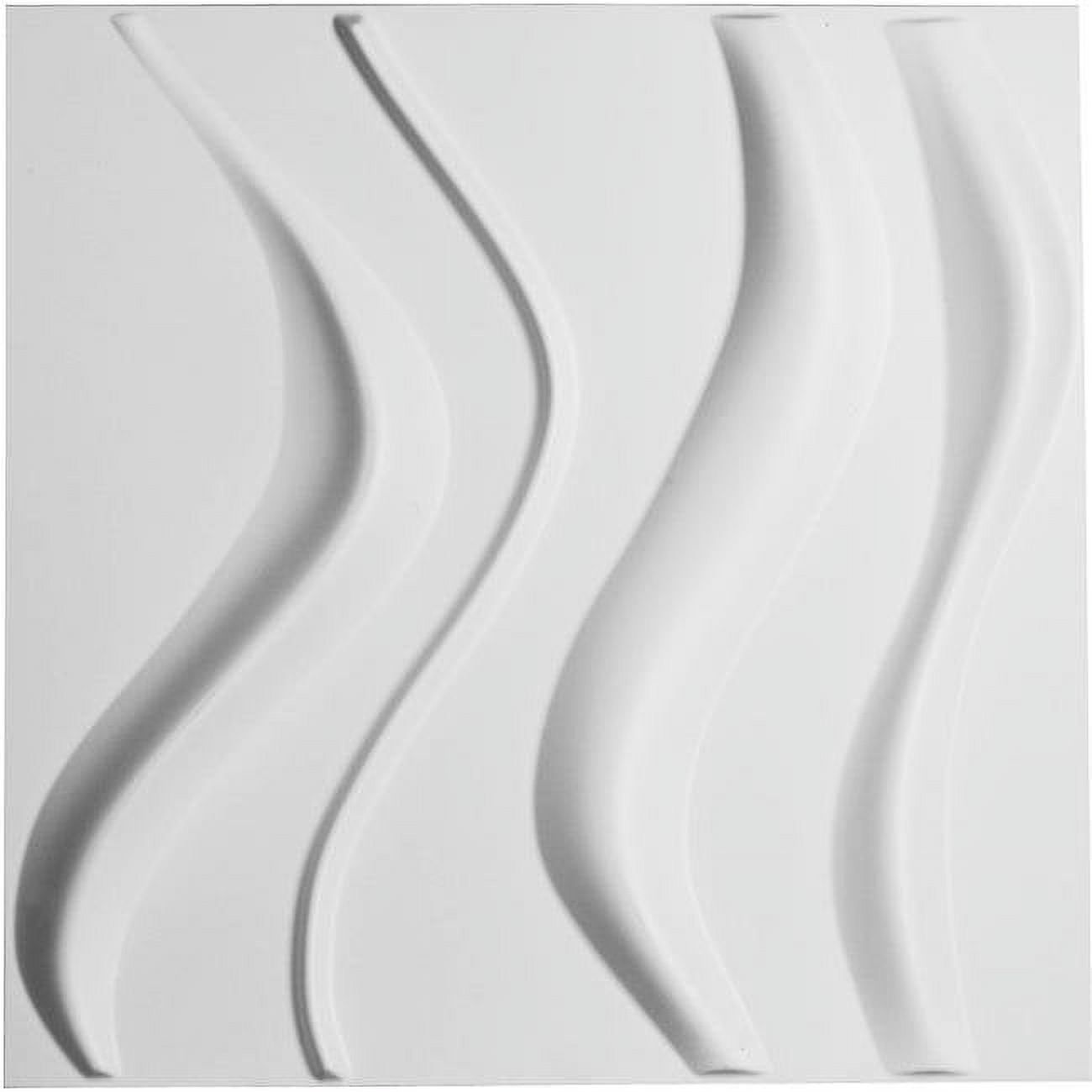 White PVC Wave 3D Decorative Wall Panel 19 5/8" x 19 5/8"