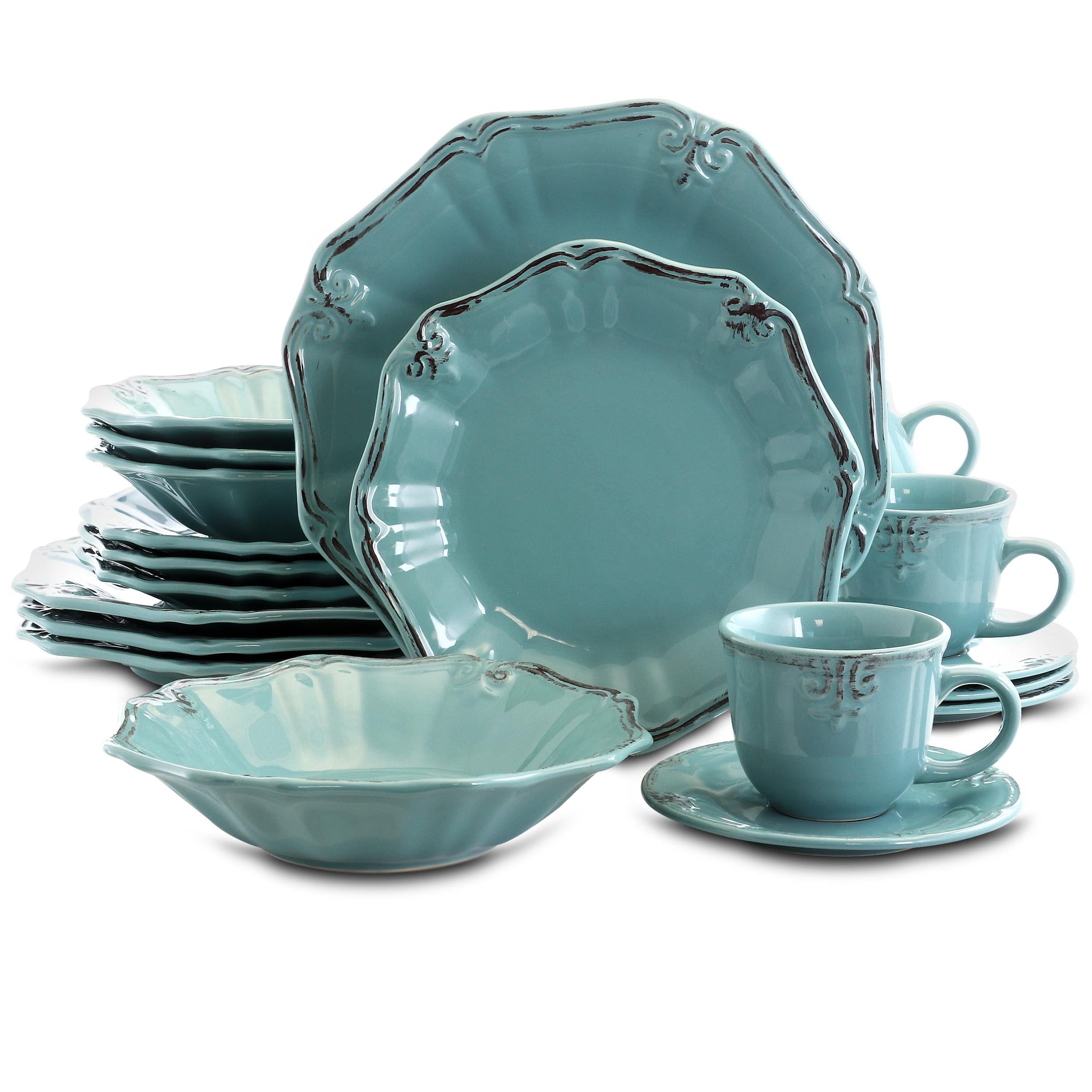 Modern Floral Ceramic 20-Piece Dinnerware Set for 4