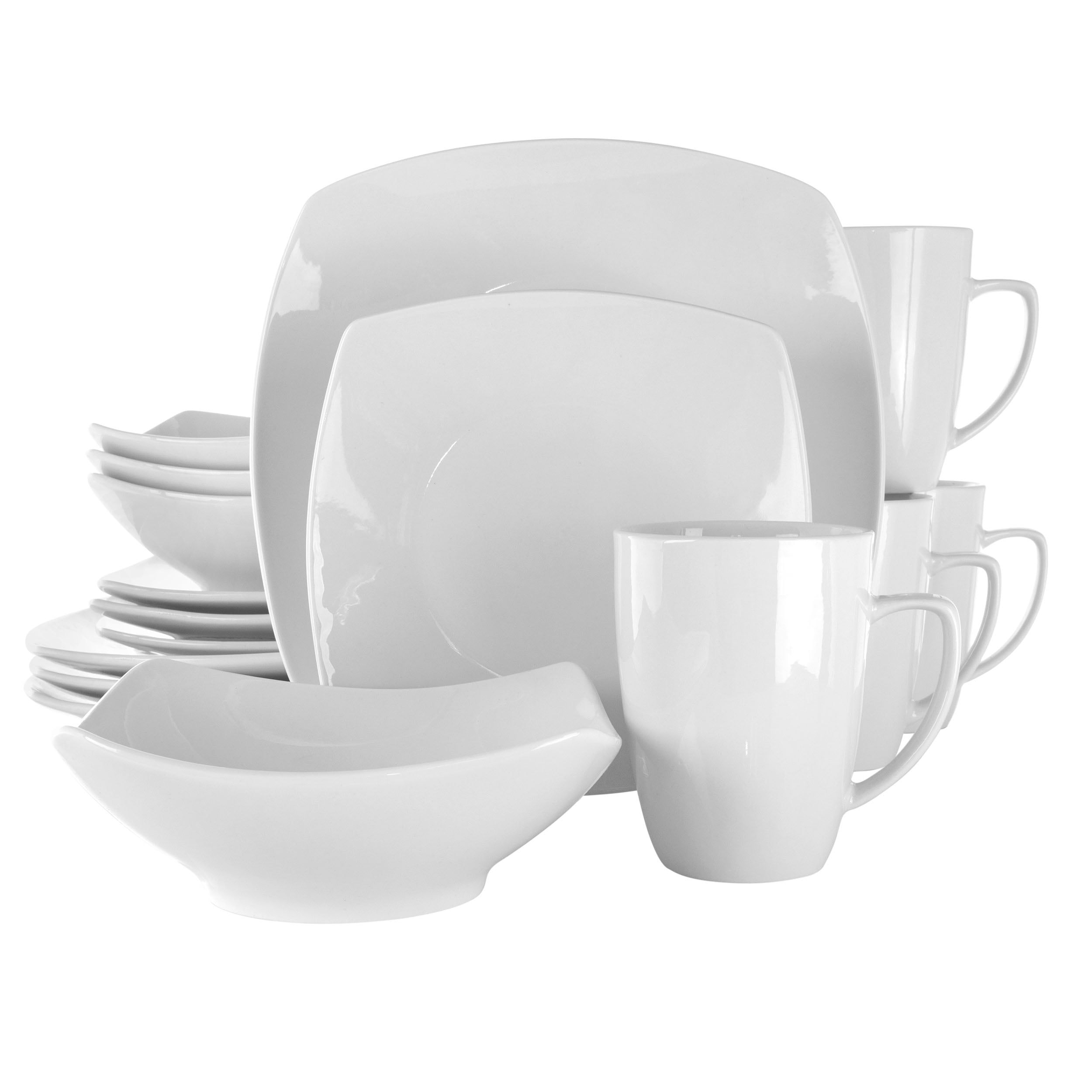 Hayes 16 Piece White Square Porcelain Dinnerware Set