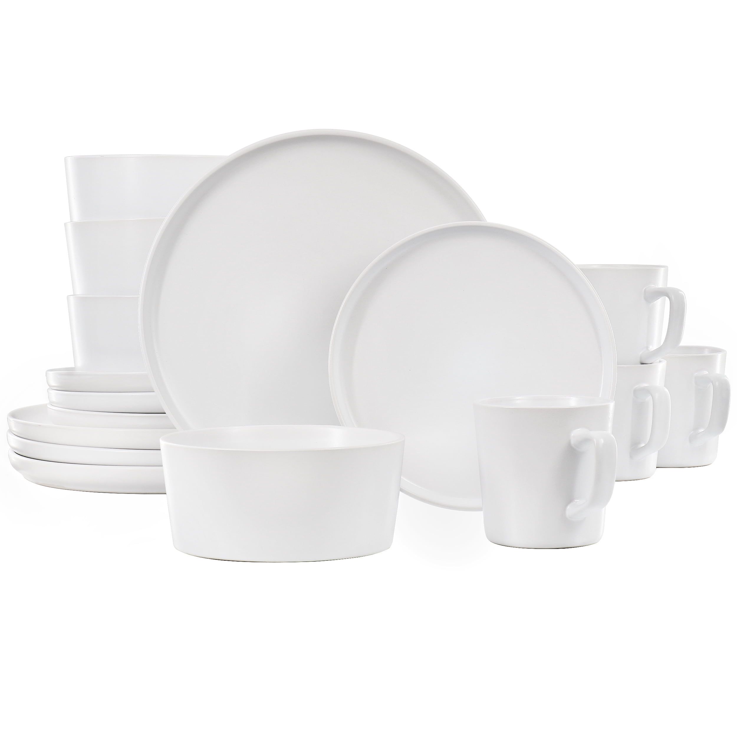 White Ceramic 16-Piece Round Dinnerware Set for 4