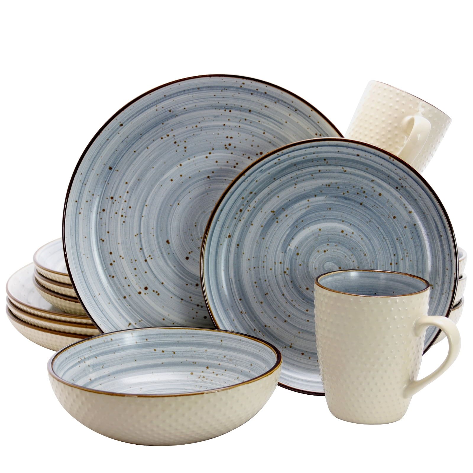 Powder Blue and White Ceramic 16-Piece Dinnerware Set