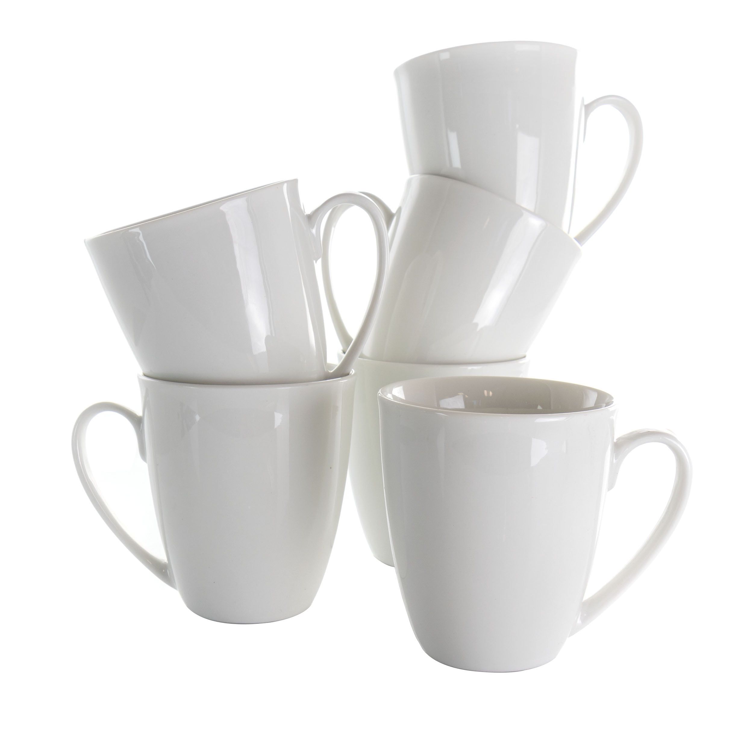 Rosales White Ceramic 12 Ounce Mug Set, 6 Piece