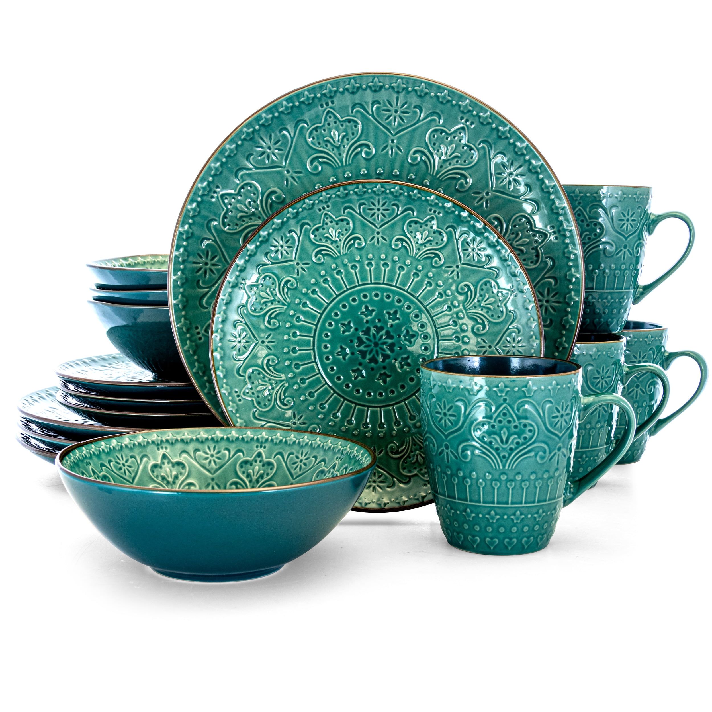 Sea Foam Green Ceramic 16-Piece Dinnerware Set