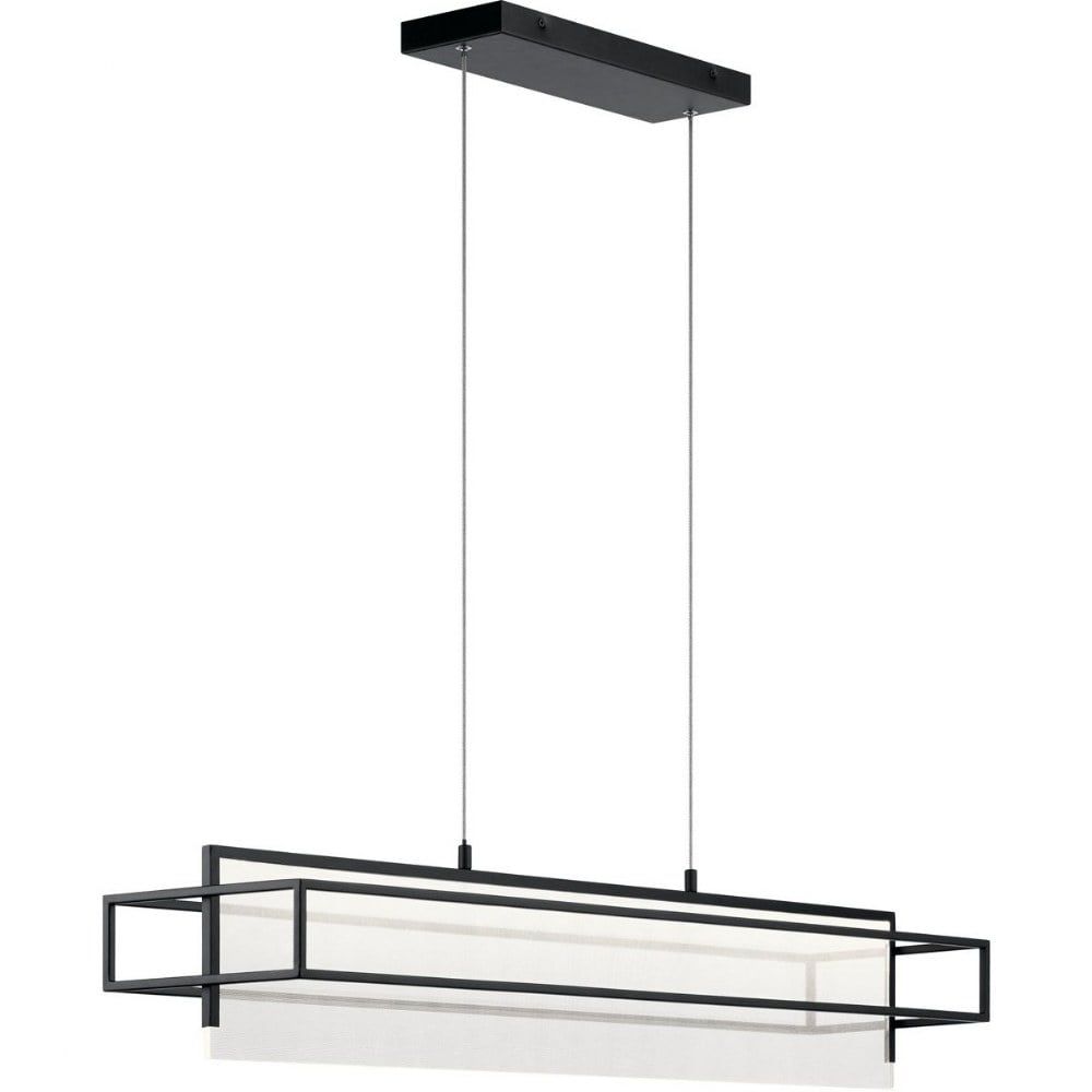 Matte Black Vega LED Island Pendant with Clear Acrylic Shade