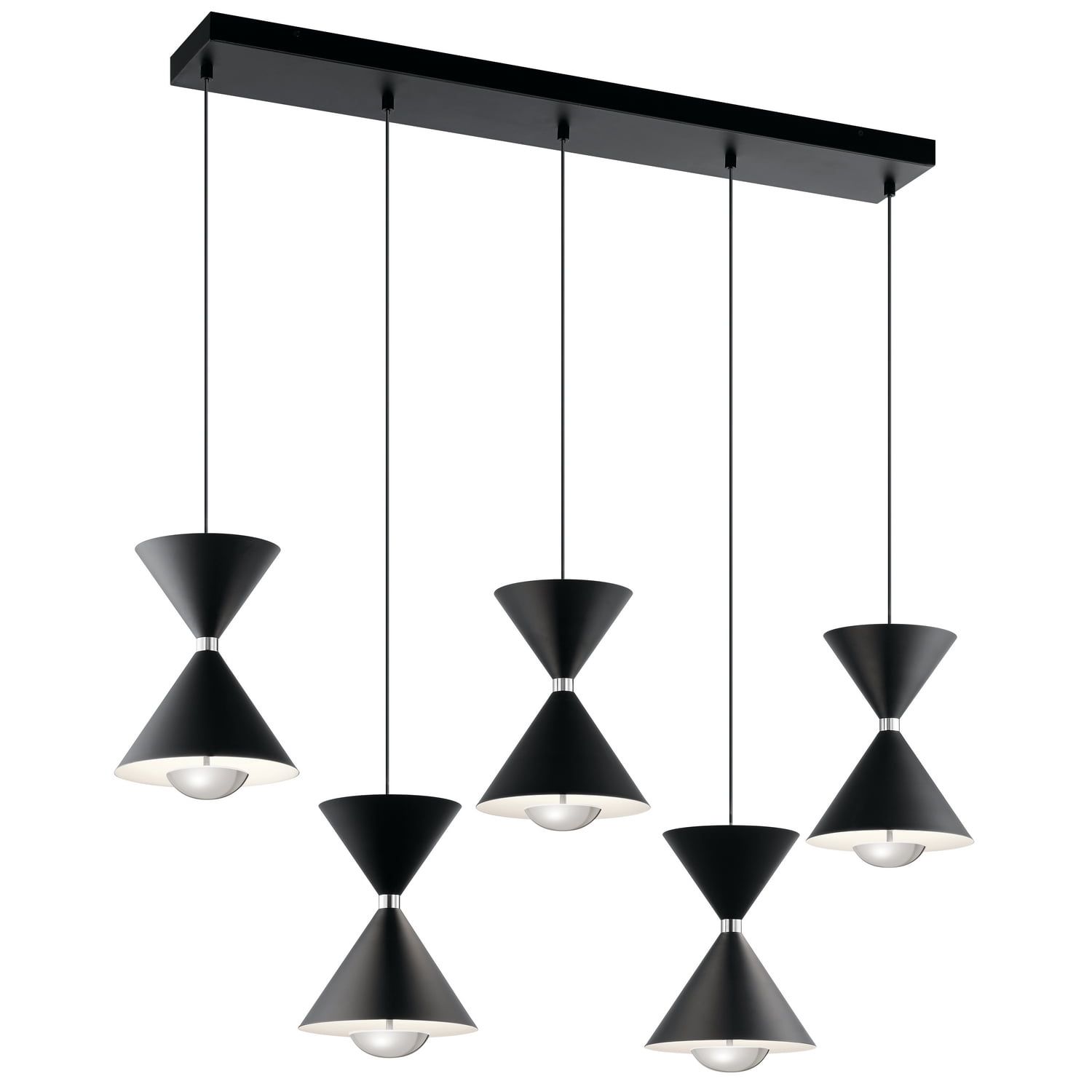 Kordan Matte Black 5-Light LED Linear Chandelier with Clear Shade