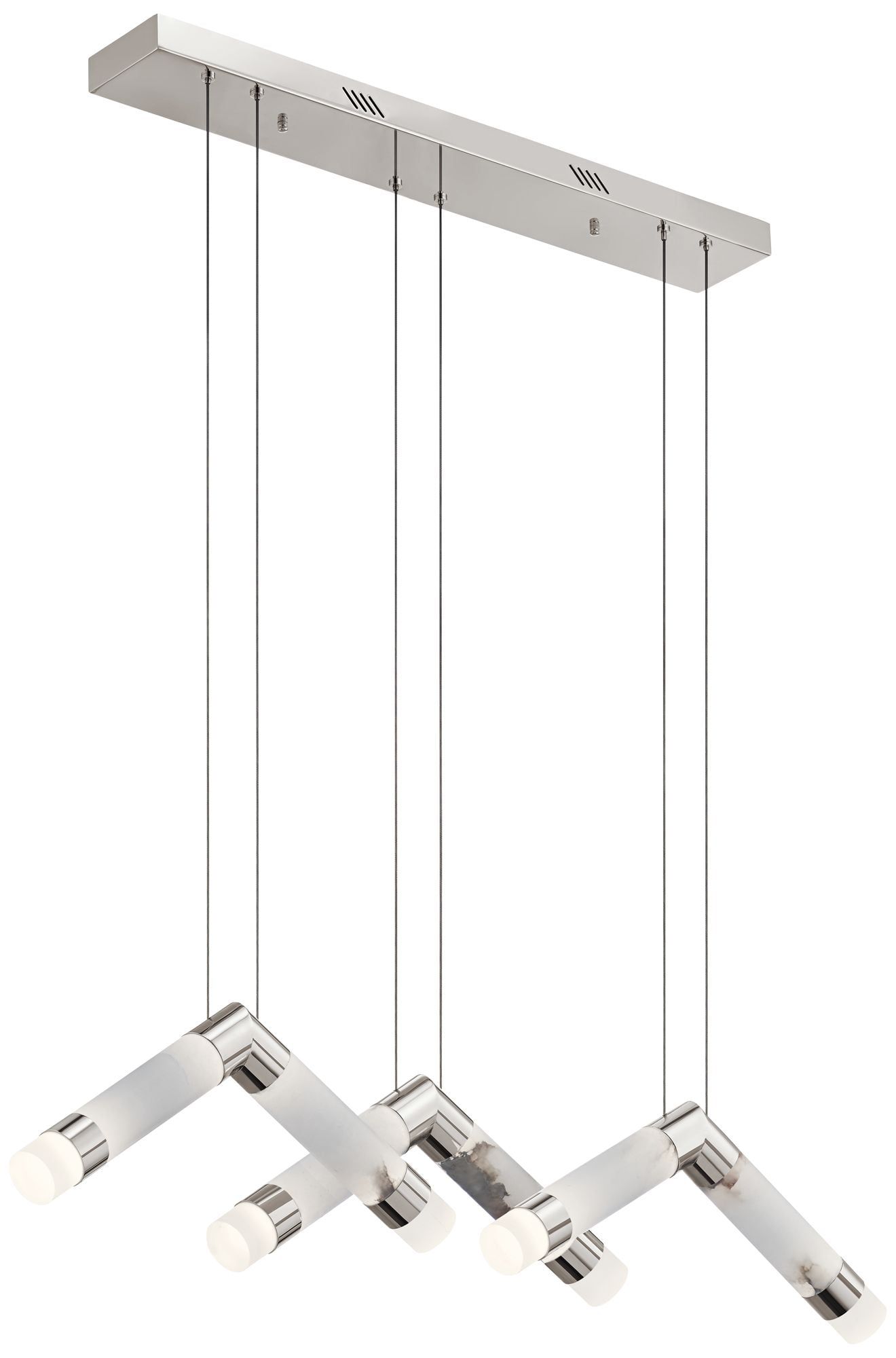 Avedu Luxe Polished Nickel LED Linear Pendant with Marble Accents