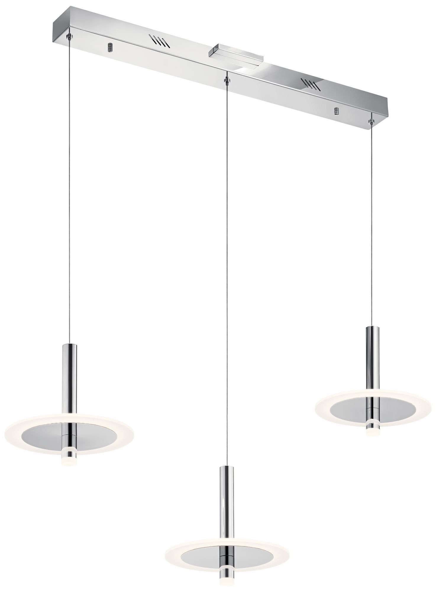 Celestial Chrome 3-Light LED Linear Pendant with Etched Acrylic Shade