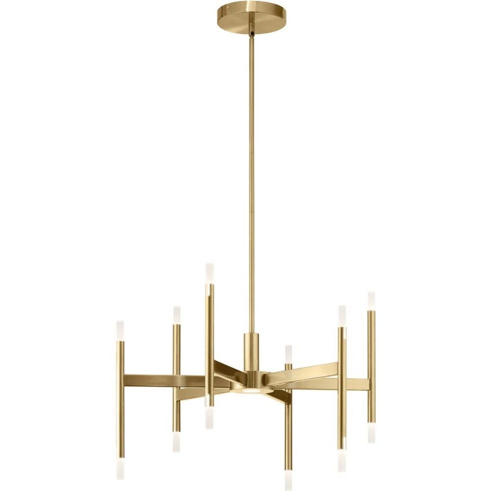 Elegant Champagne Gold LED Chandelier with Etched Acrylic Shade