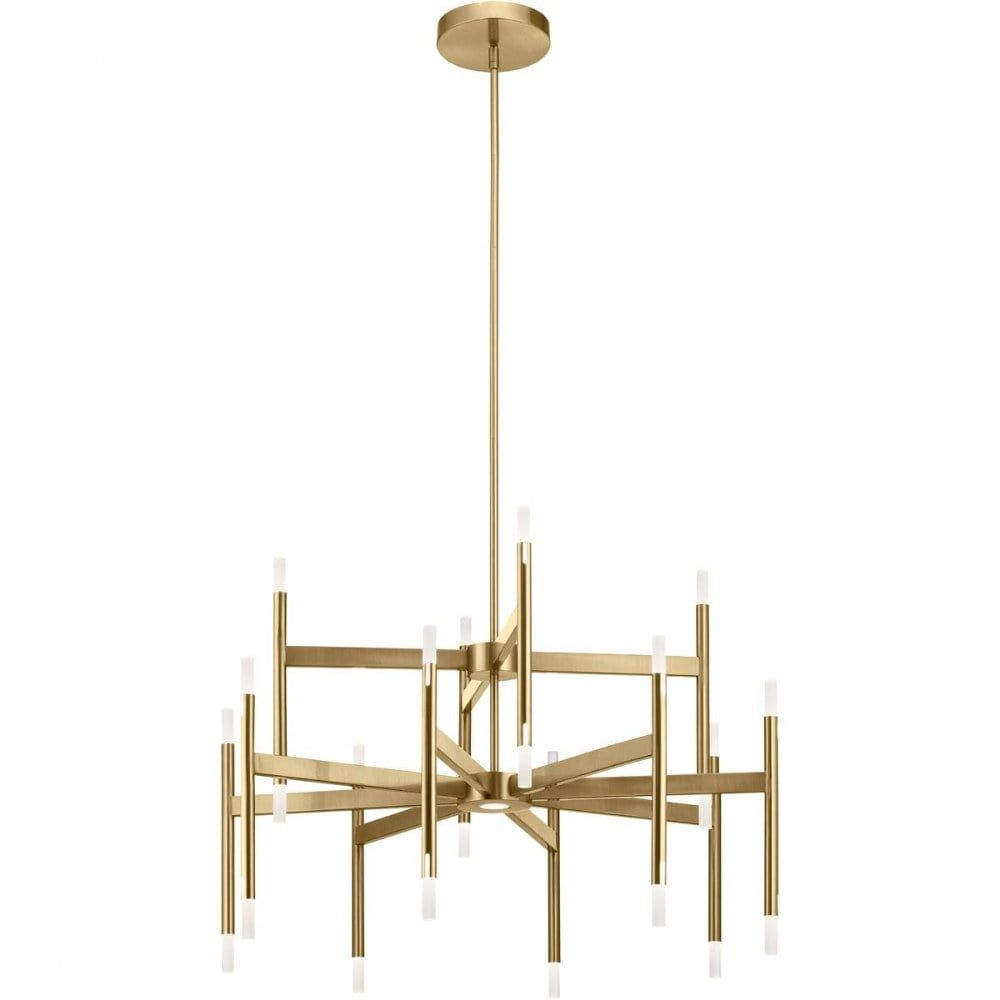 Elegant Sputnik Champagne Gold 24-Light LED Chandelier with Etched Acrylic Shades