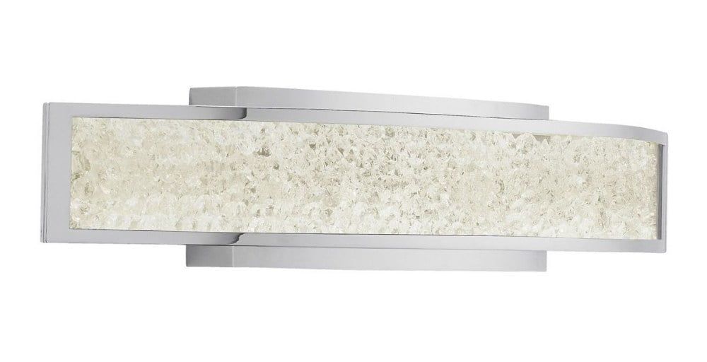 Chrome LED Vanity Light with Crushed Crystal Glass