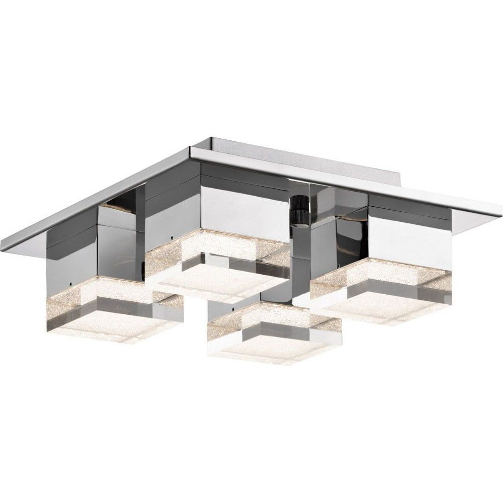 Chrome Crystal 4-Light LED Flush Mount Ceiling Fixture