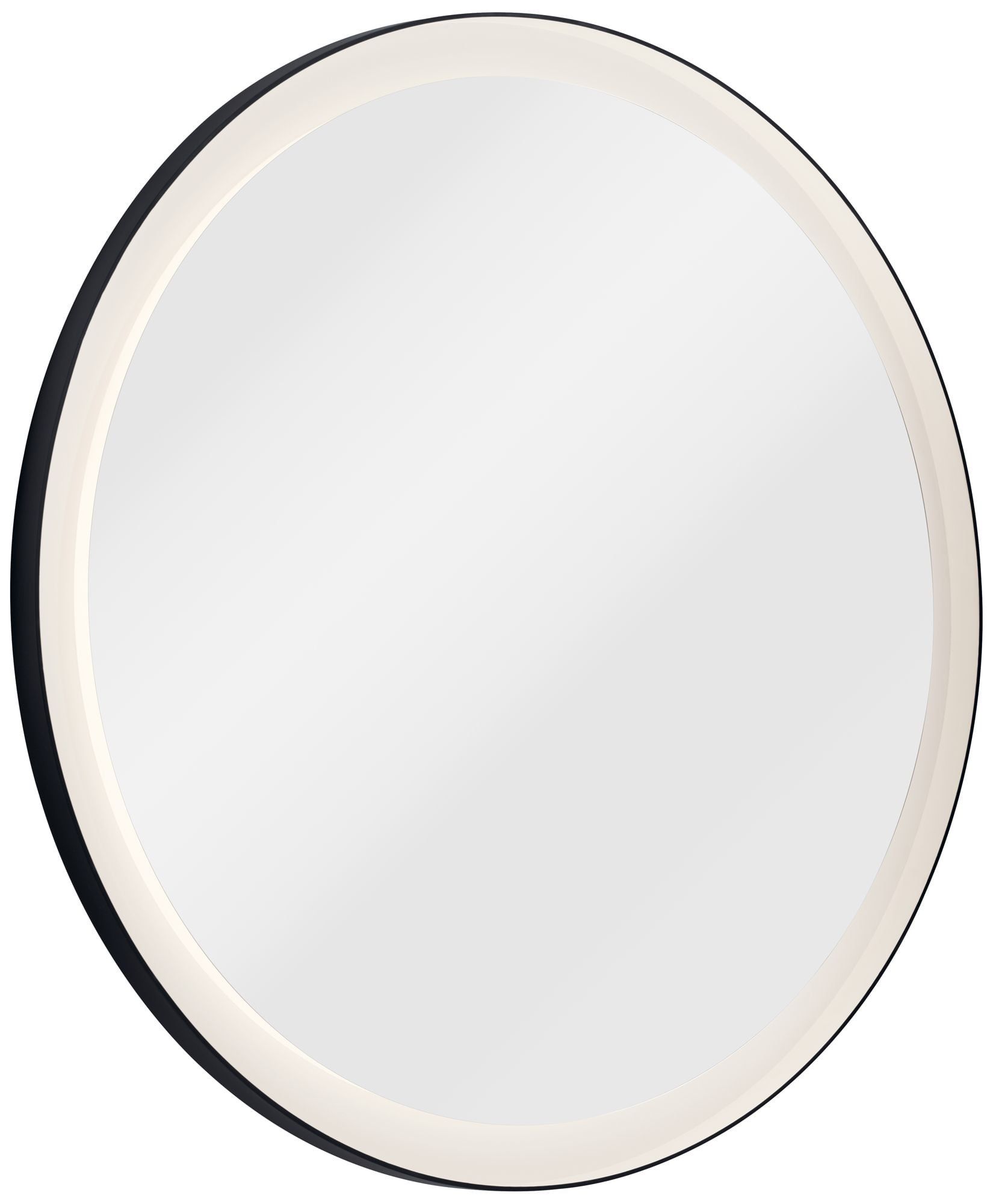 Sleek Round Matte Black LED Bathroom Mirror with Frosted Acrylic Shade