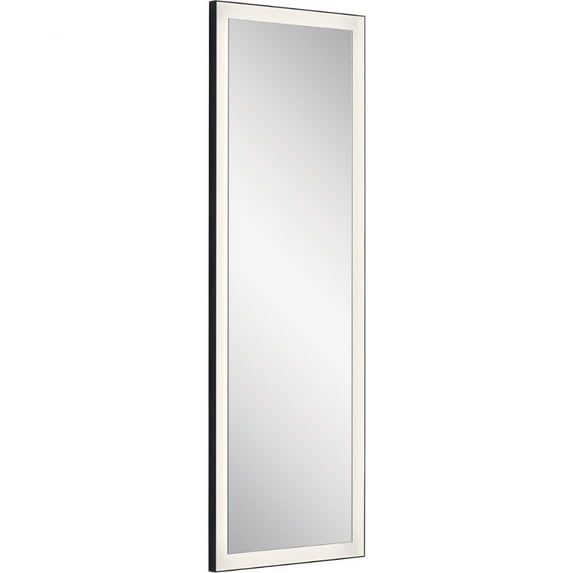 Matte Black 59" Rectangular LED Mirror with Frosted Acrylic Shade