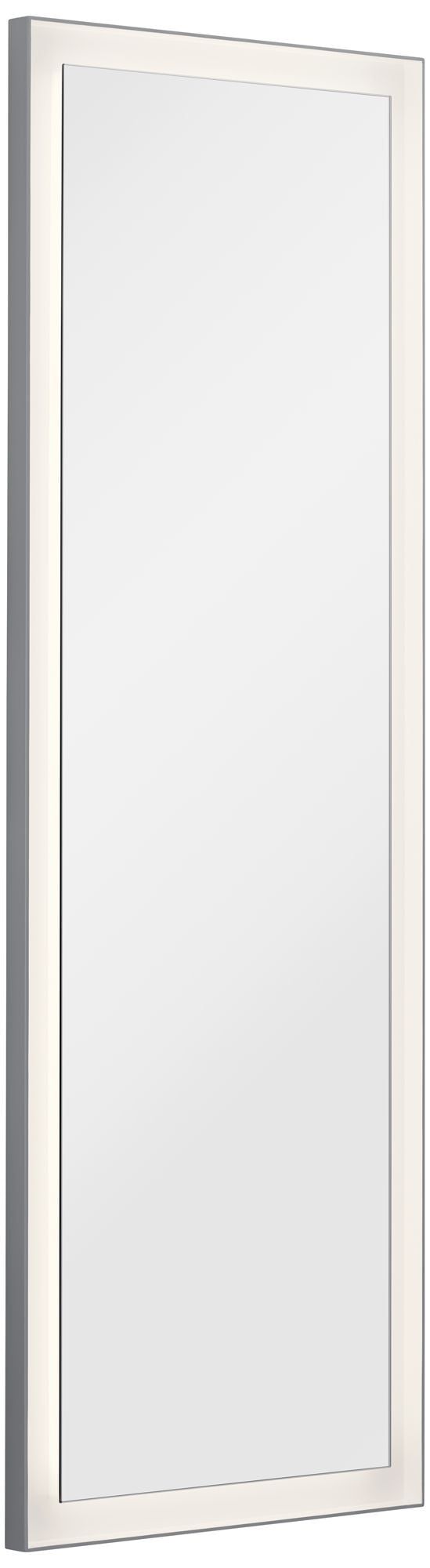 Sleek Matte Silver 59" LED Vanity Bathroom Mirror with Frosted Acrylic