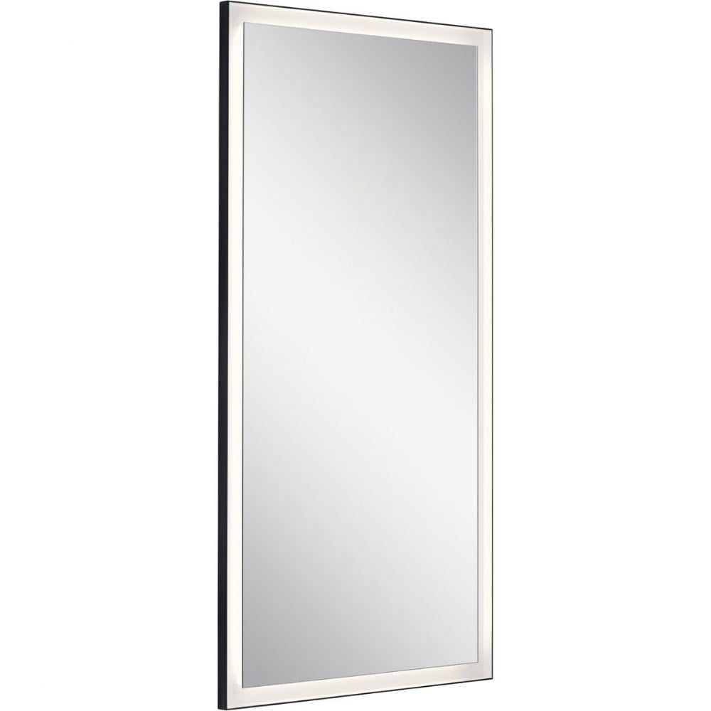 Ryame Matte Black Rectangular LED Lighted Wall Mirror