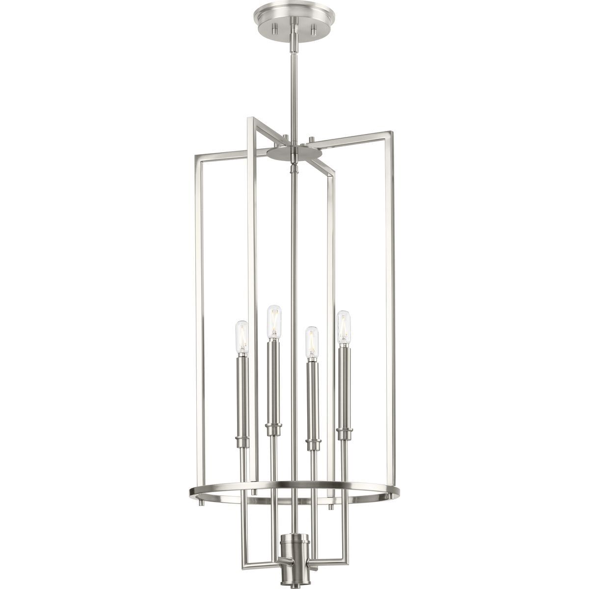 Elara Brushed Nickel Four-Light Cage Chandelier