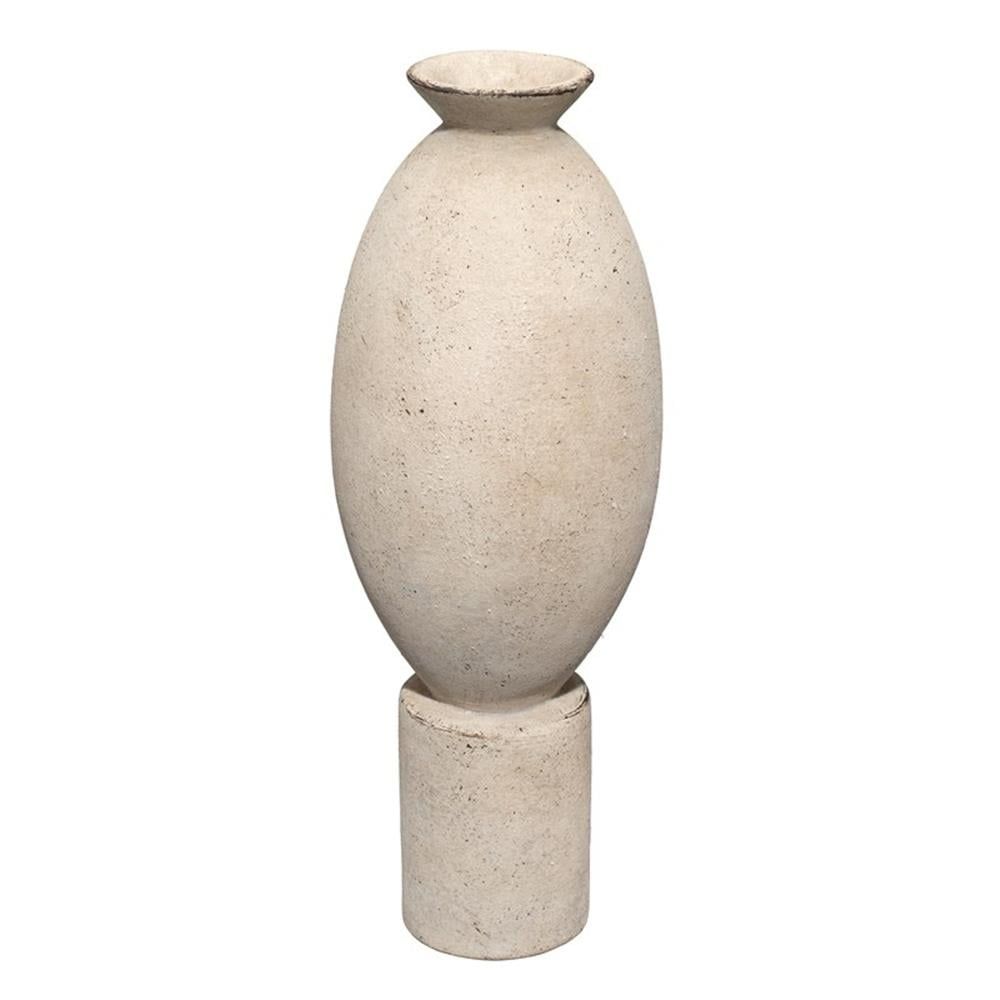 Handcrafted Off-White Ceramic Table Vase with Rustic Finish