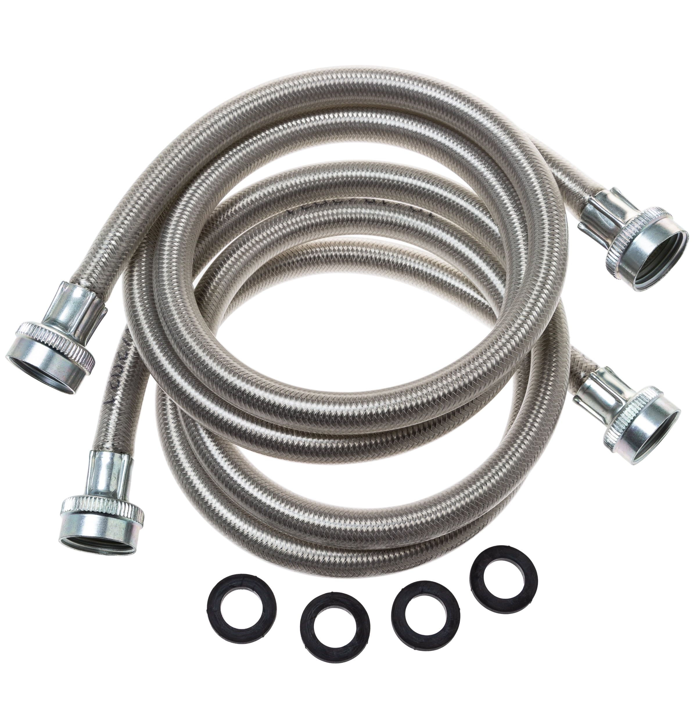 4-Foot Braided Stainless Steel Washing Machine Hoses, 2 Pack